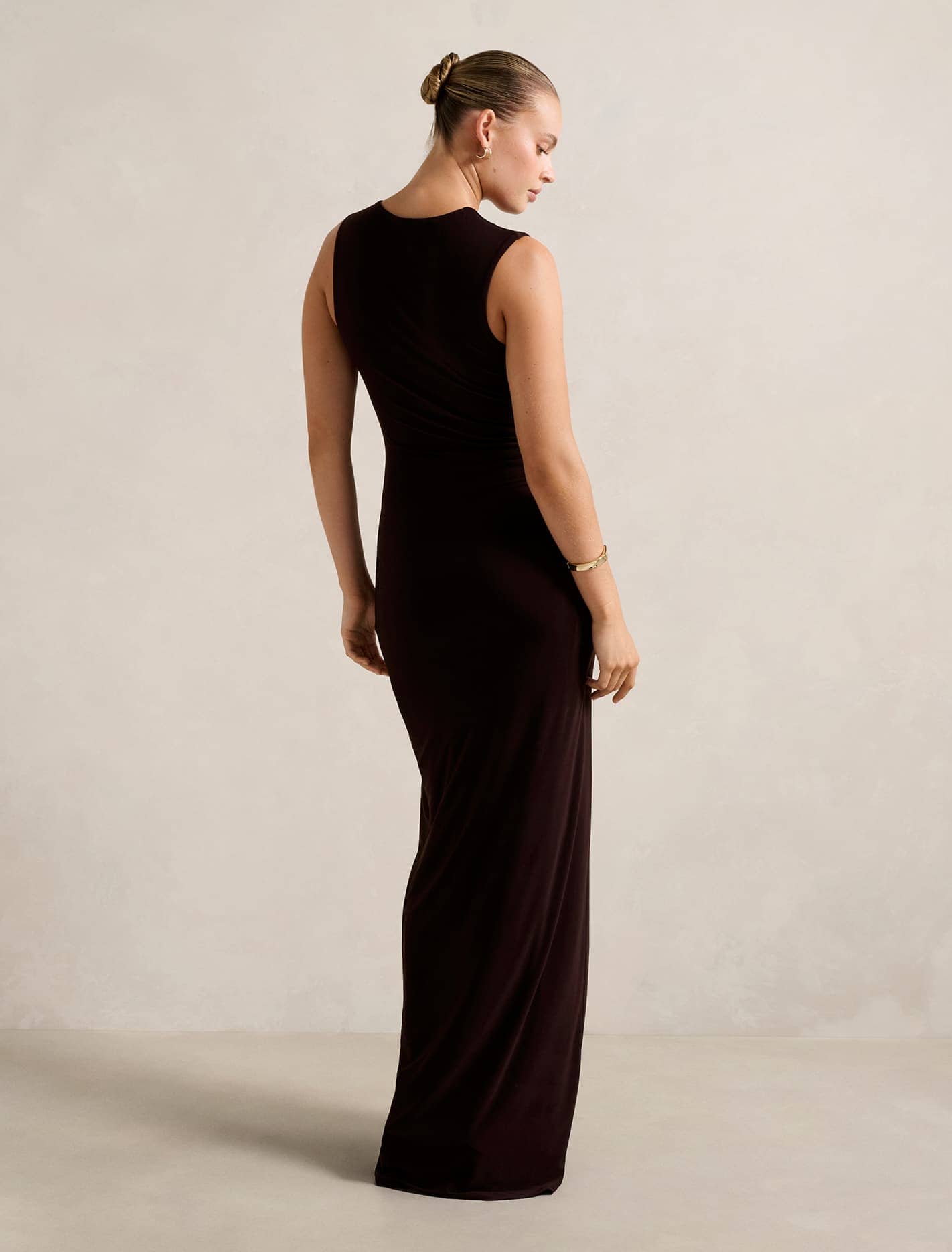 Jess Hardware Bodycon Maxi Dress Dark Chocolate