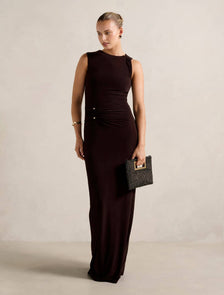 Jess Hardware Bodycon Maxi Dress Dark Chocolate