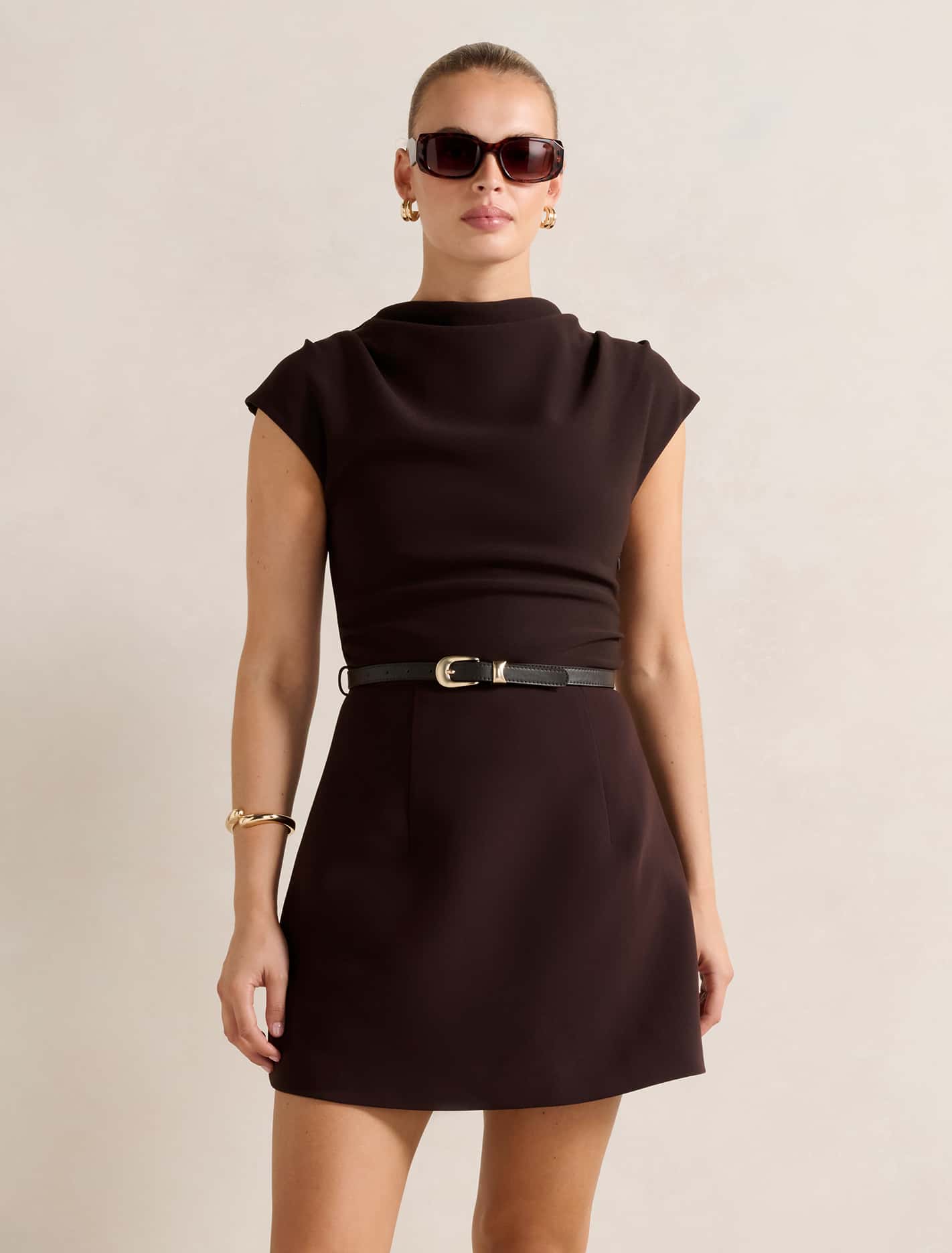 Natalie 2-in-1 Mini Dress Chocolate