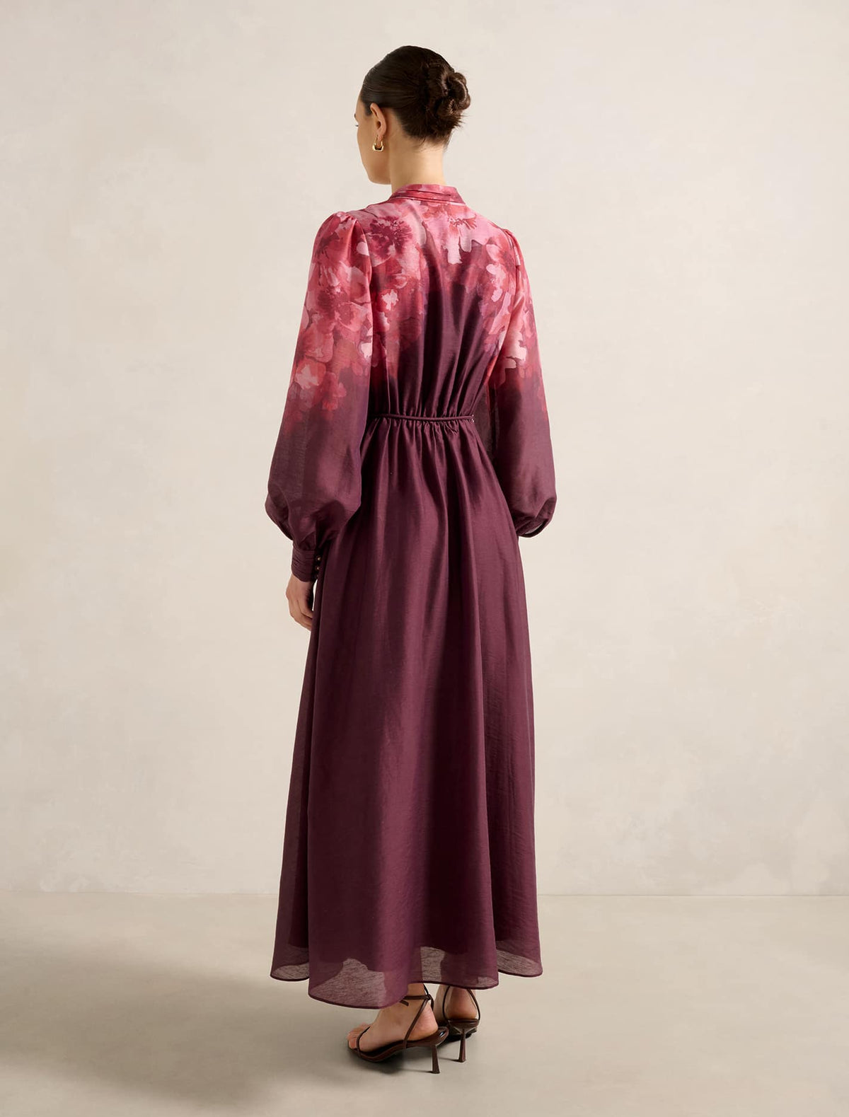 Camilla Long-Sleeve Printed Midi Dress Dark Nelson