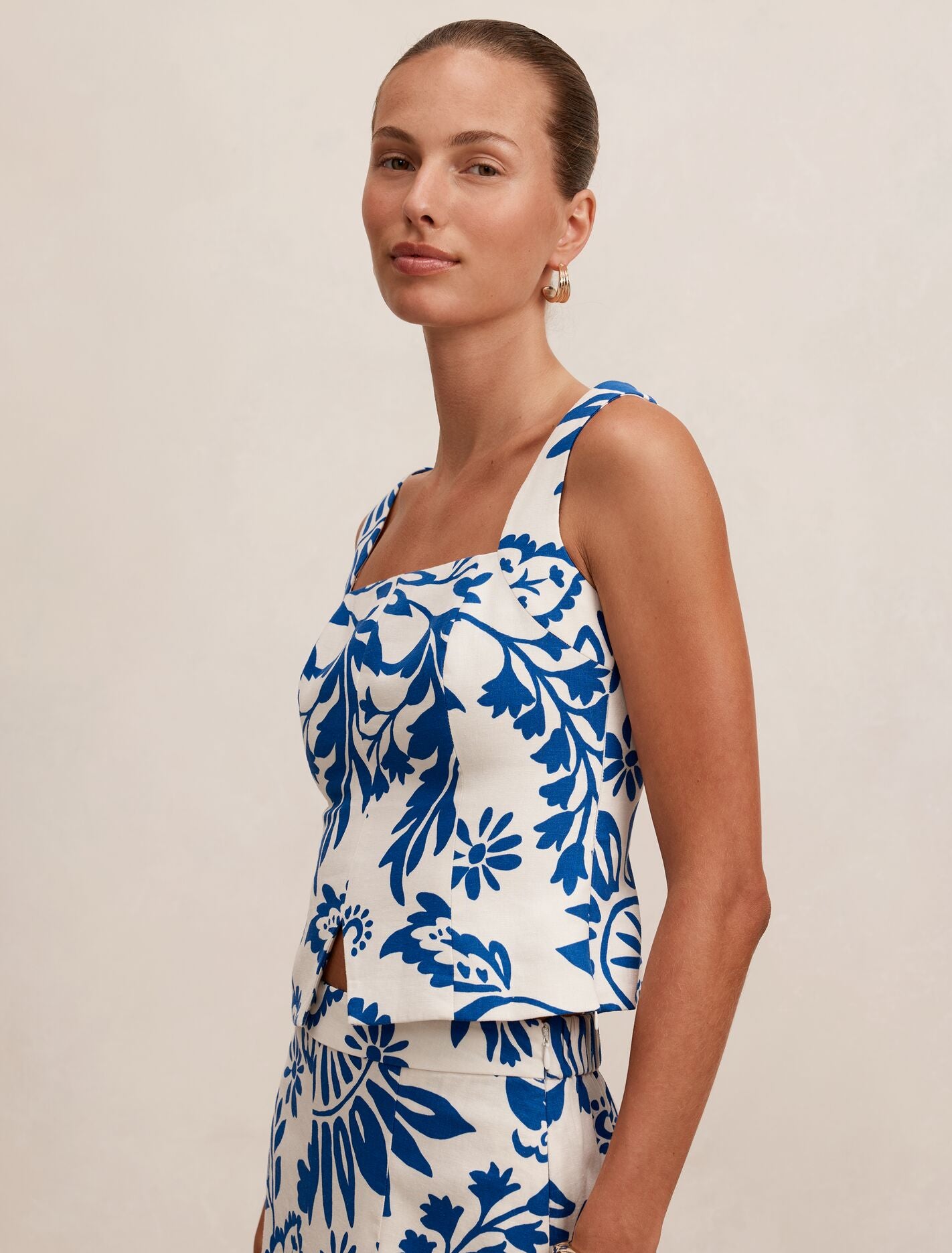Darcy Printed Linen Top Lazuli Floral Co-ord