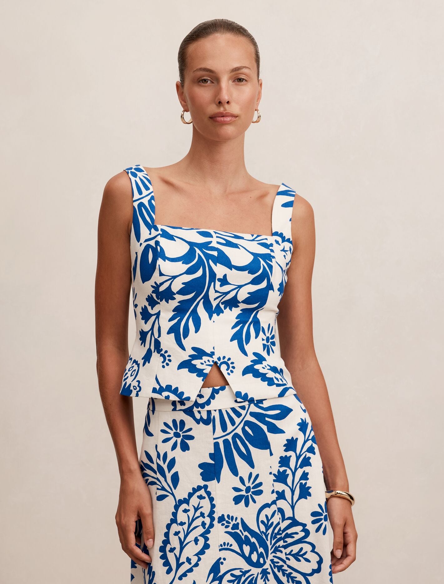 Darcy Printed Linen Top Lazuli Floral Co-ord