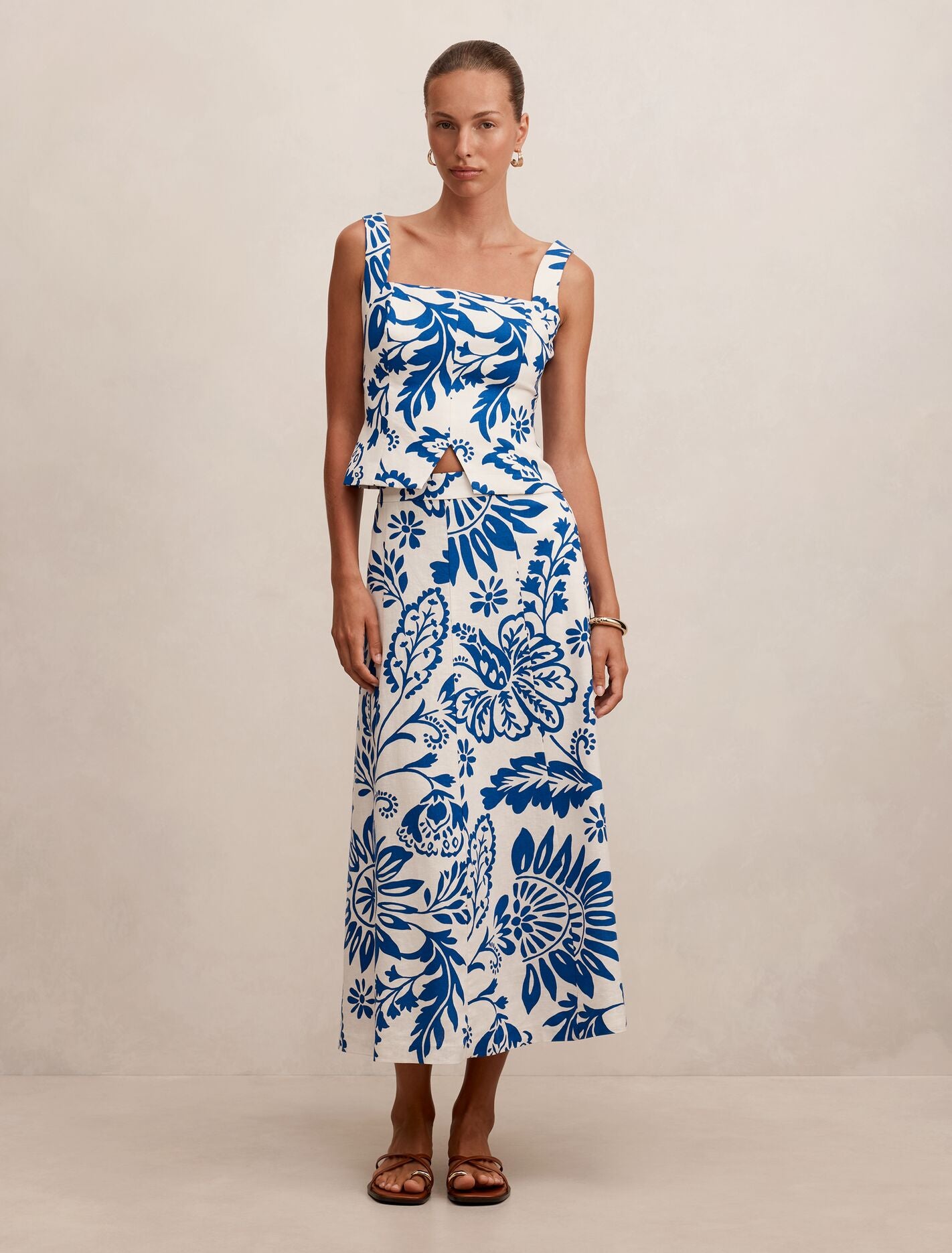 Darcy Printed Linen Top Lazuli Floral Co-ord