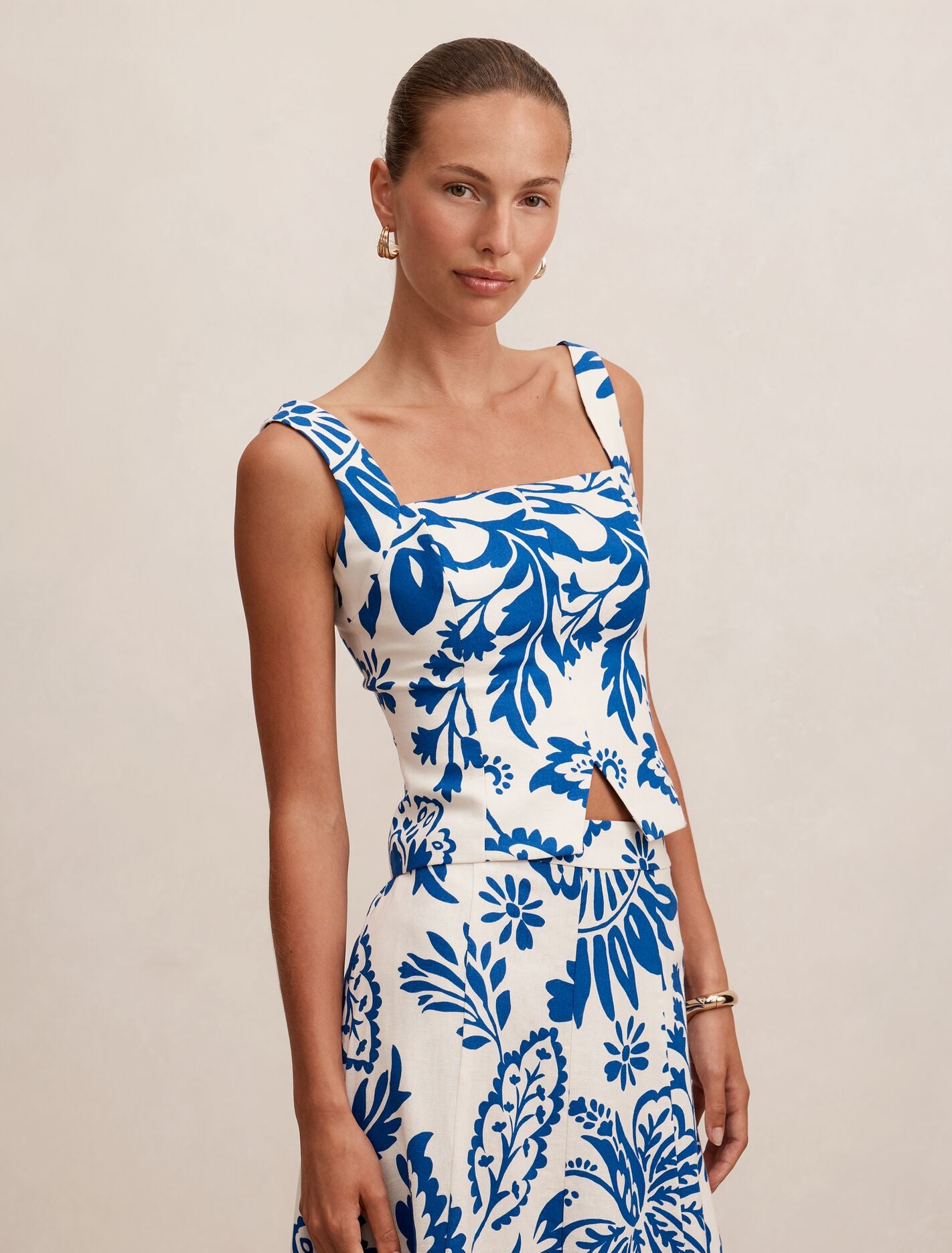 Darcy Printed Linen Top Lazuli Floral Co-ord