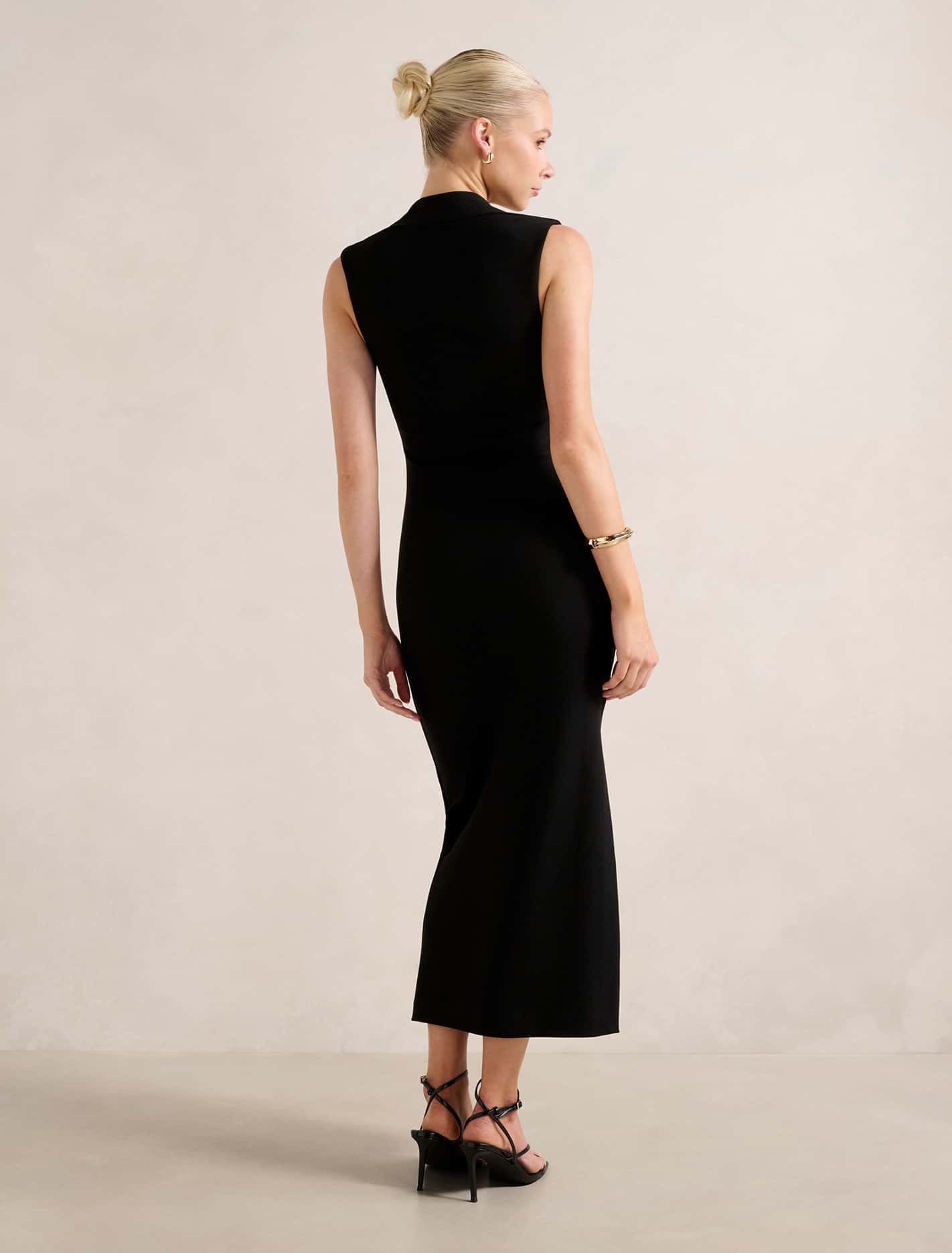 Rose Bodycon Midi Dress Black