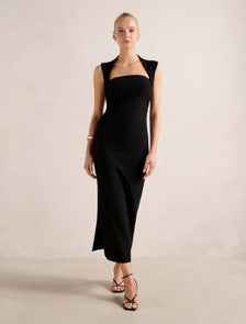 Rose Bodycon Midi Dress Black