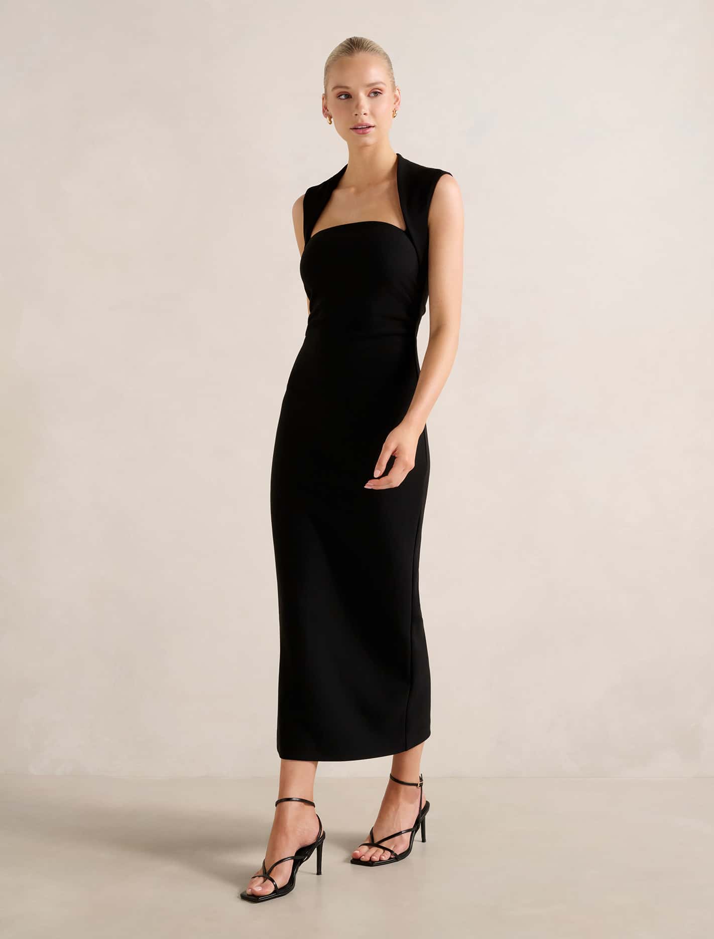 Rose Bodycon Midi Dress Black