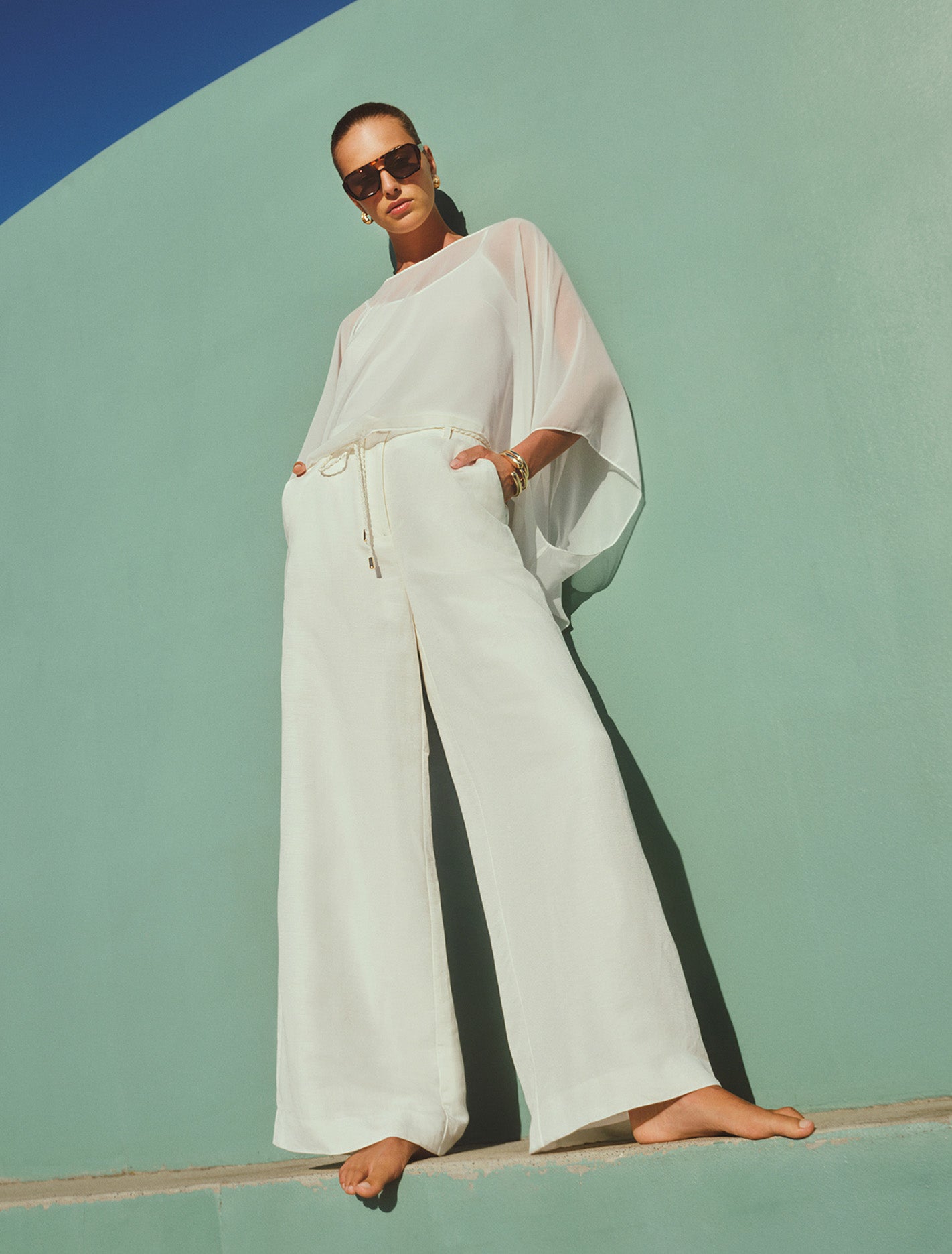 Myla Wide Leg Pants Porcelain