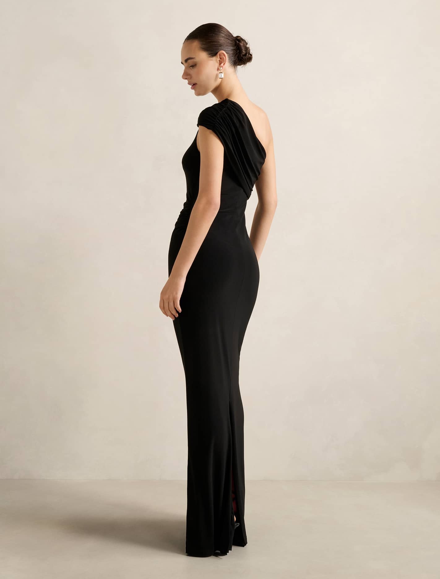 Robyn One-Shoulder Jersey Maxi Dress Black