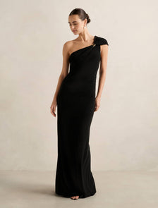 Robyn One-Shoulder Jersey Maxi Dress Black