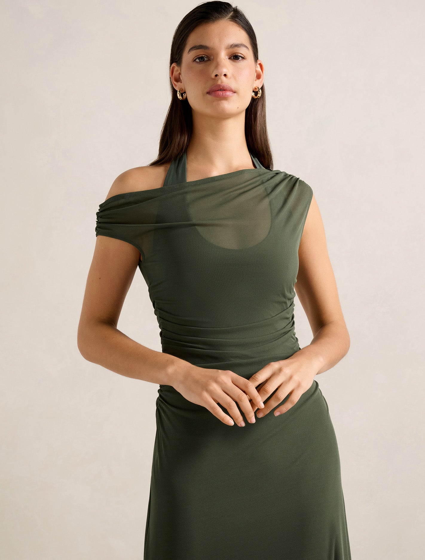 Brooklyn Layered Jersey Maxi Dress Thyme