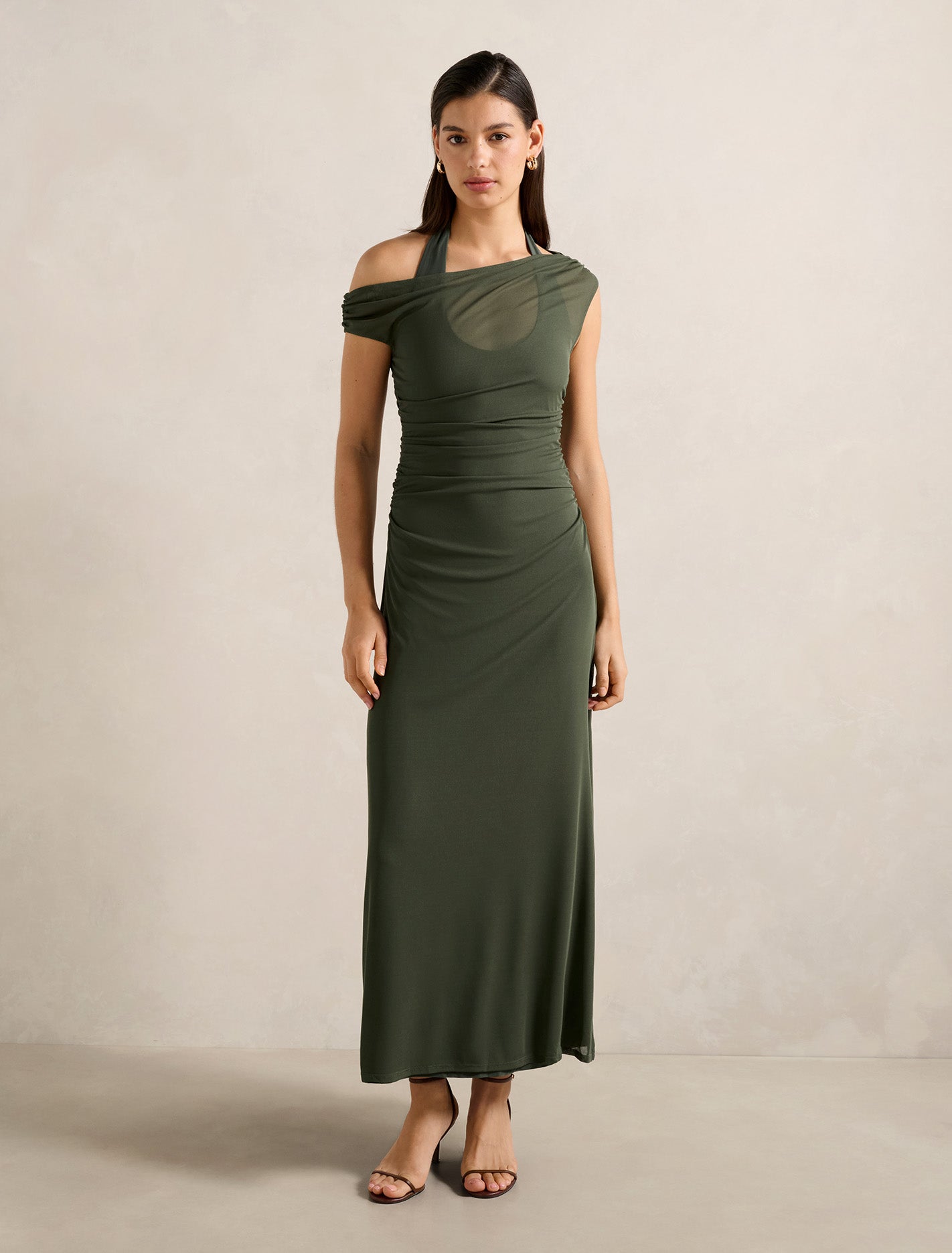 Brooklyn Layered Jersey Maxi Dress Thyme