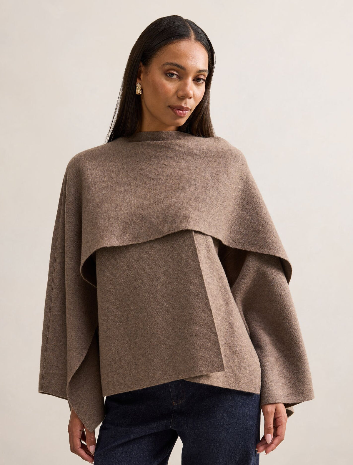 Tabitha Knitted Cape Mocha