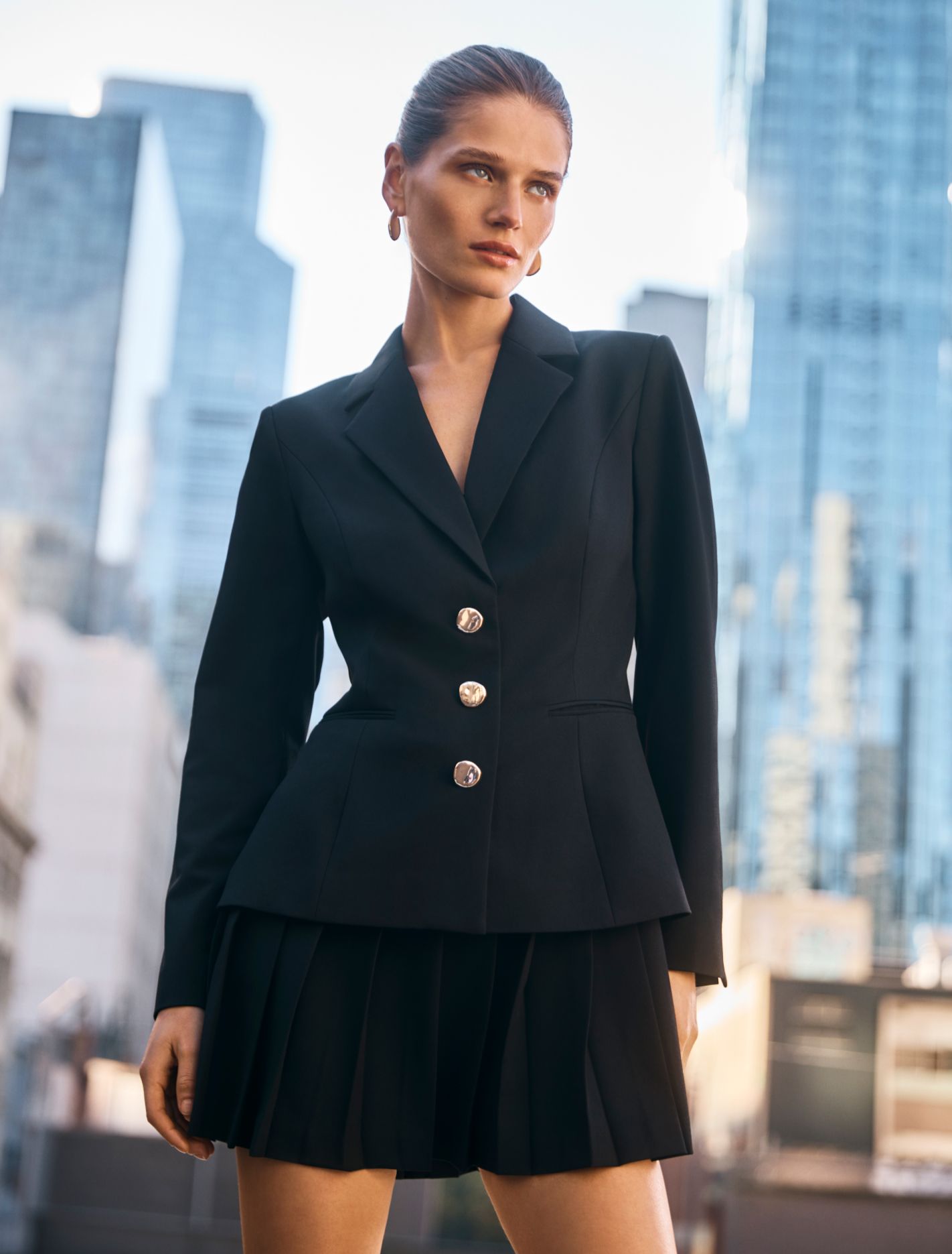 Lenora 2-in-1 Blazer Mini Dress Black