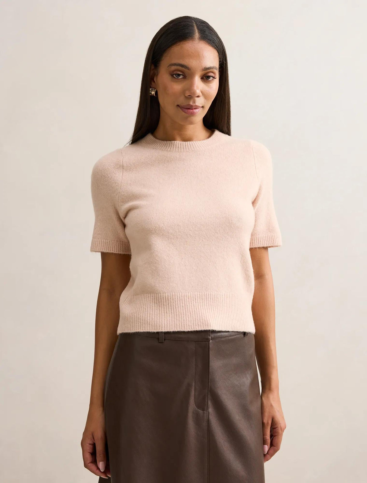 Estelle Short Sleeve Knit Tee Soft Pink