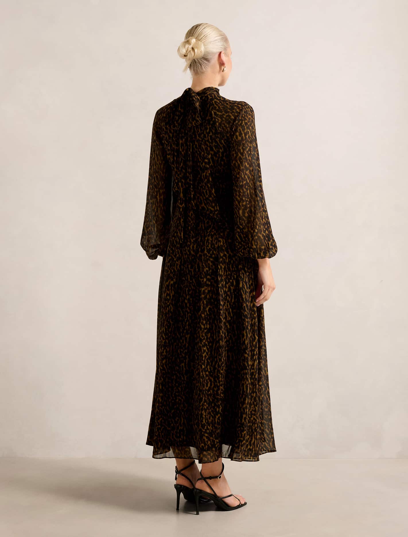 Janelle Printed Raglan Maxi Dress Tan Brushed Animal