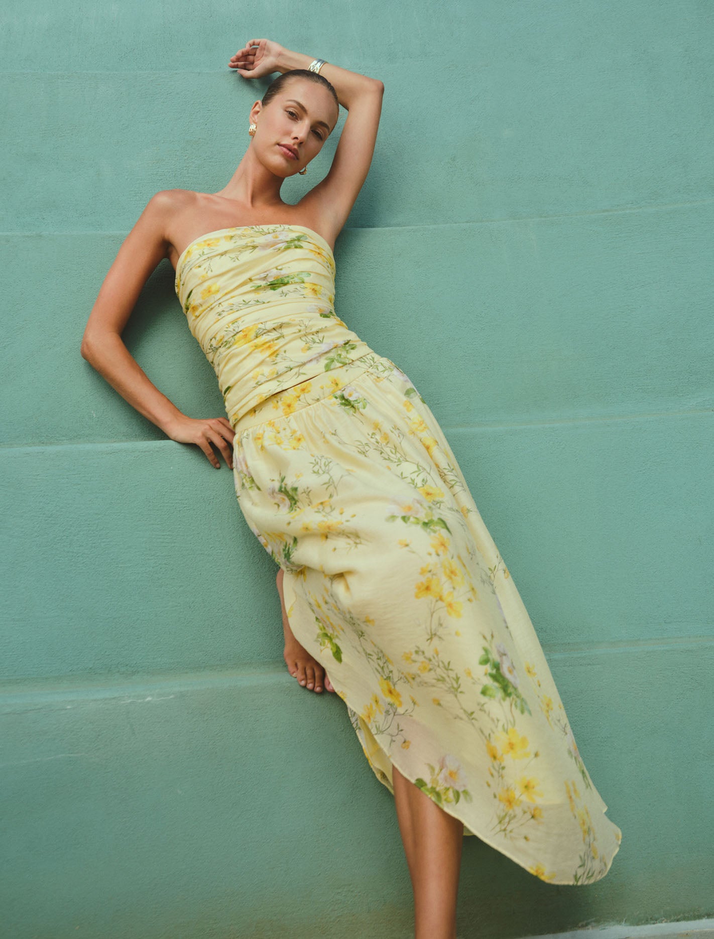 Palmer Gathered Strapless Top Saffia Ditsy Co-ord