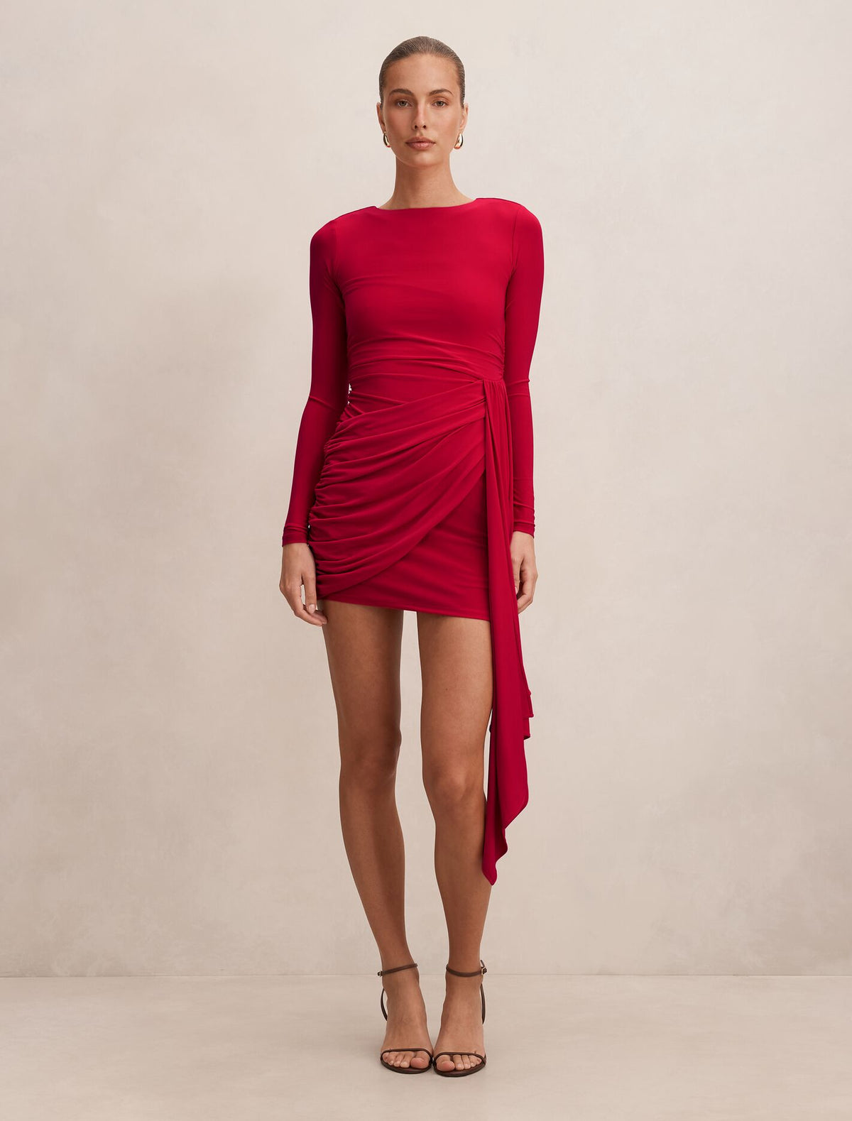 Susie Draped Jersey Mini Dress Red