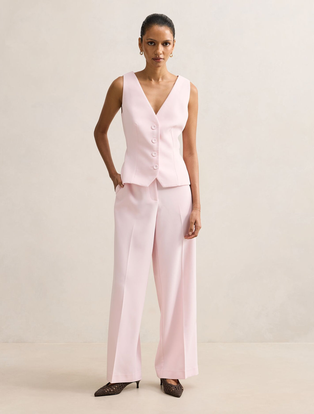 Veda Petite Wide Leg Pant Cherry Blossom Suit