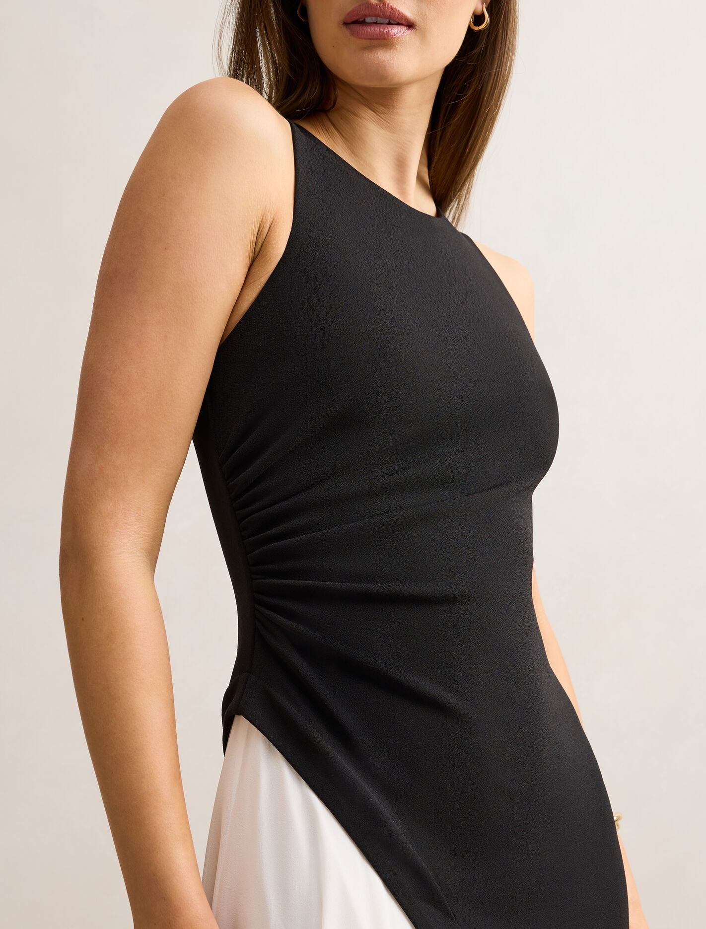 Candace Halter Contrast Maxi Dress Black & White