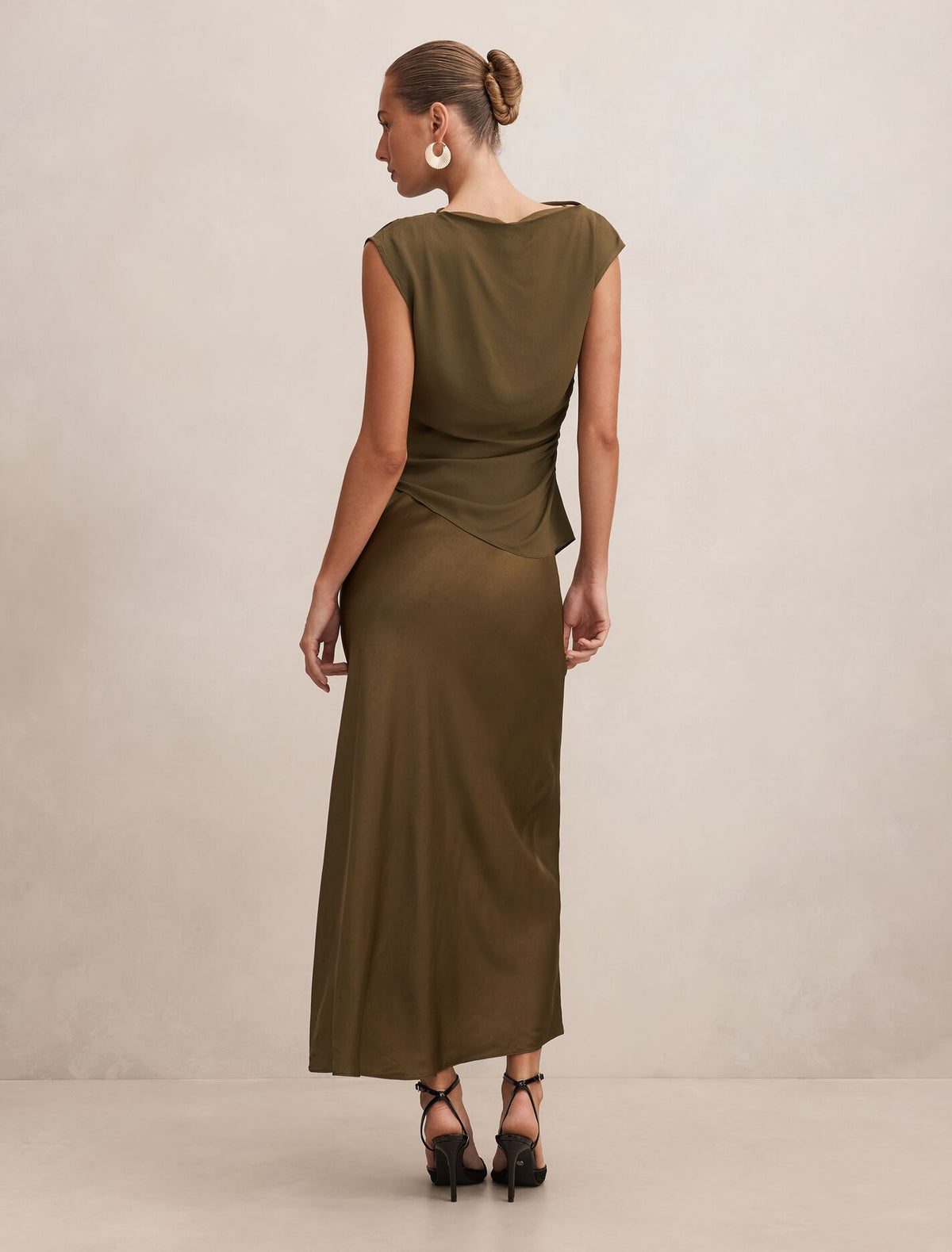Aurora 2-in-1 Slip Midi Dress Dark Olive