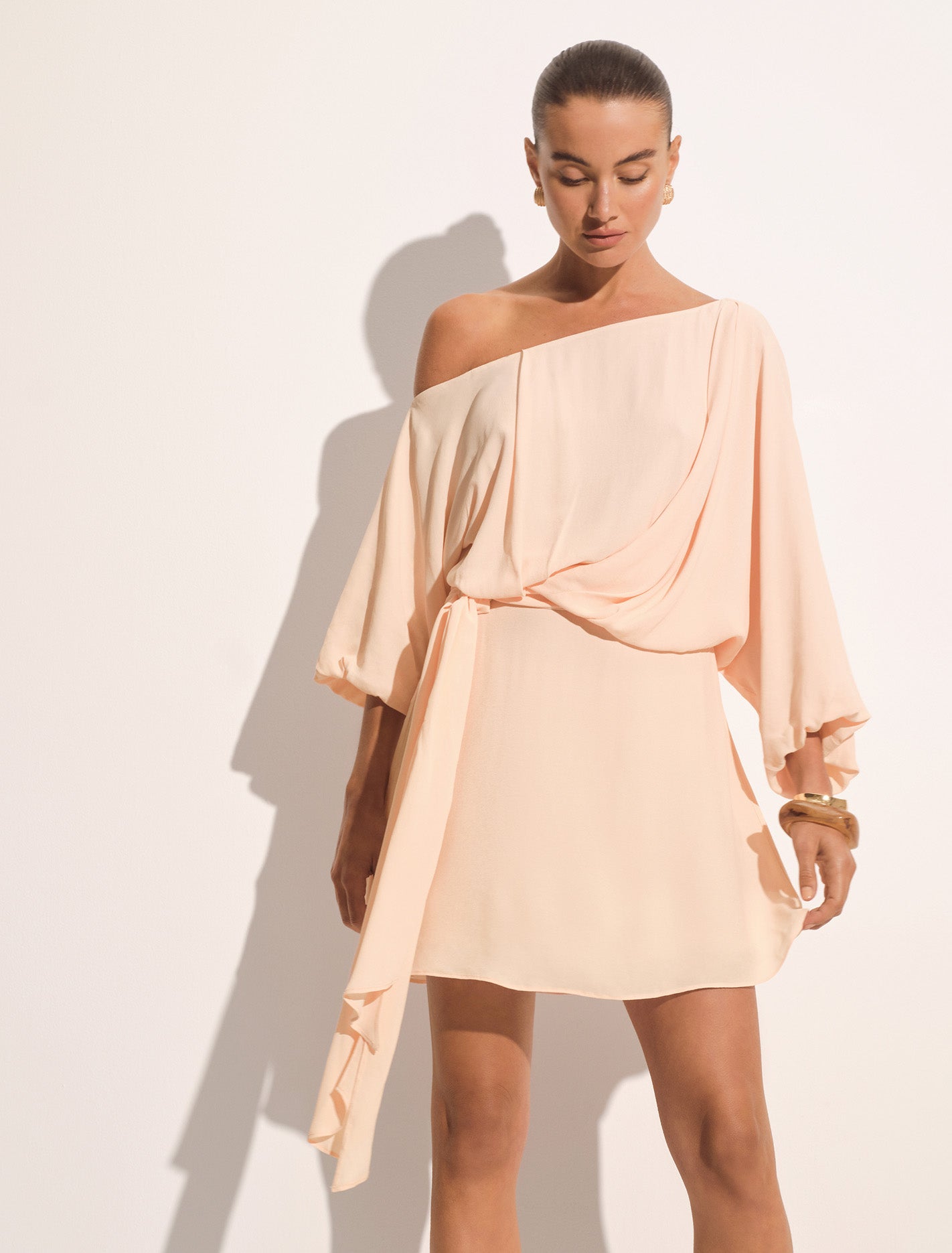 Sammy Tipped Draped Mini Dress Rosewater