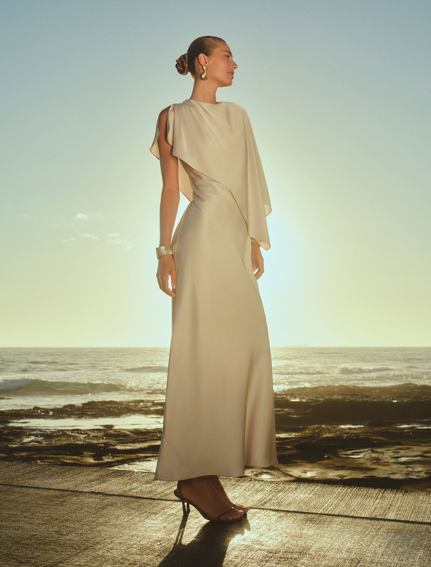 Zinnia Cape Maxi Dress Champagne