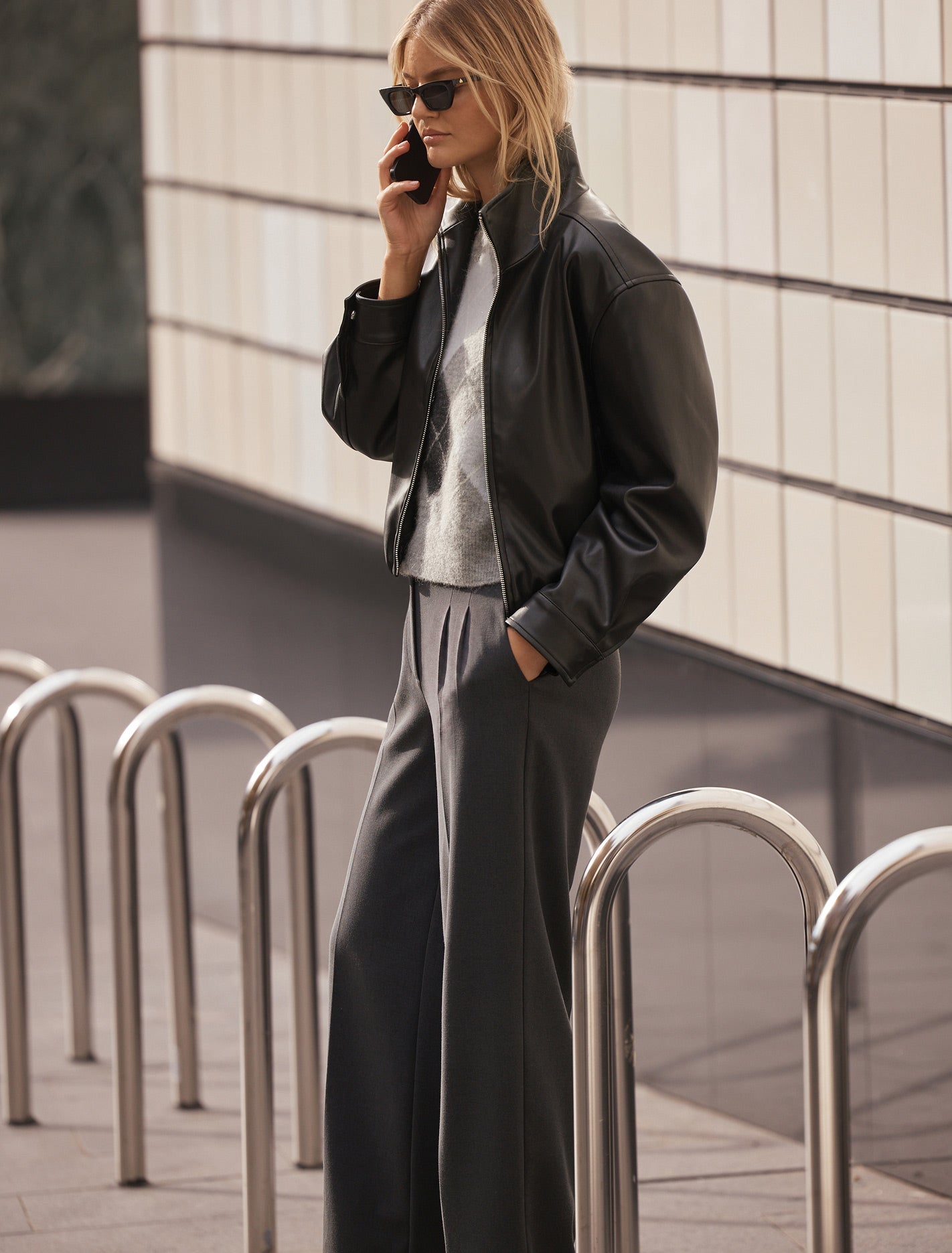 Eva Wide Leg Pant Charcoal Grey