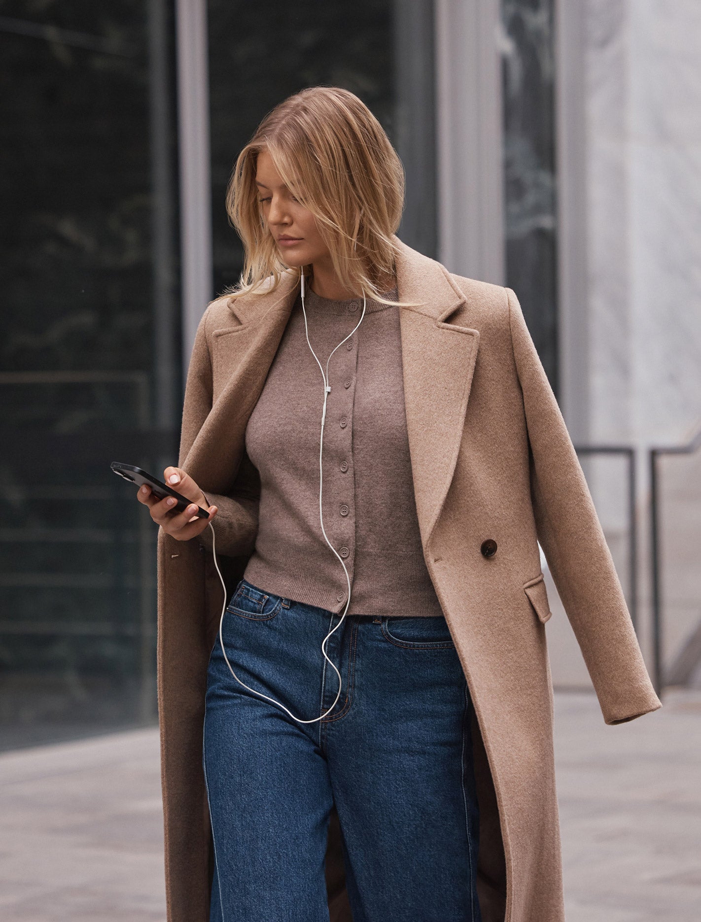 Ember Double Breasted Wrap Coat Oat Marle