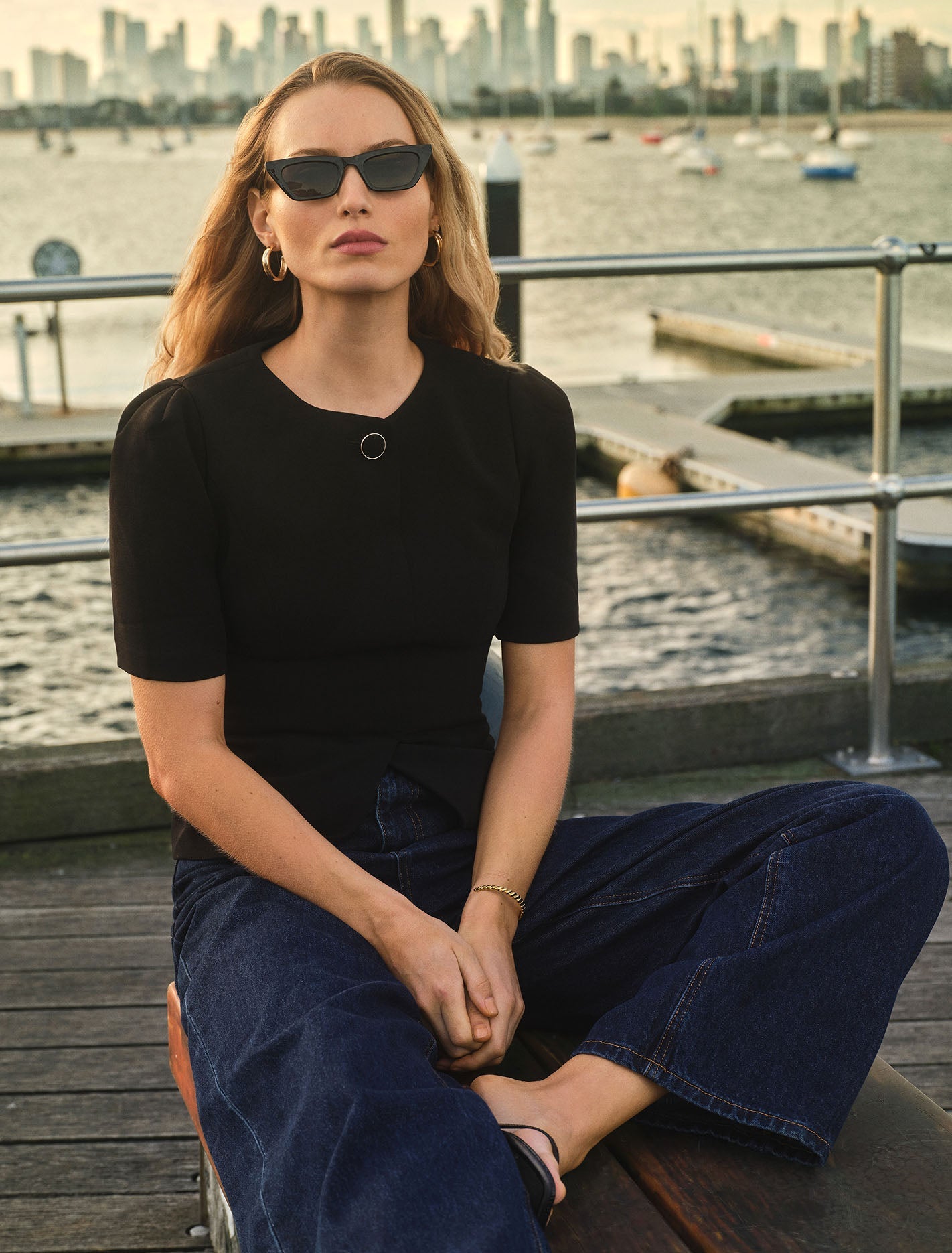 Josie One Button Tailored Blouse Black