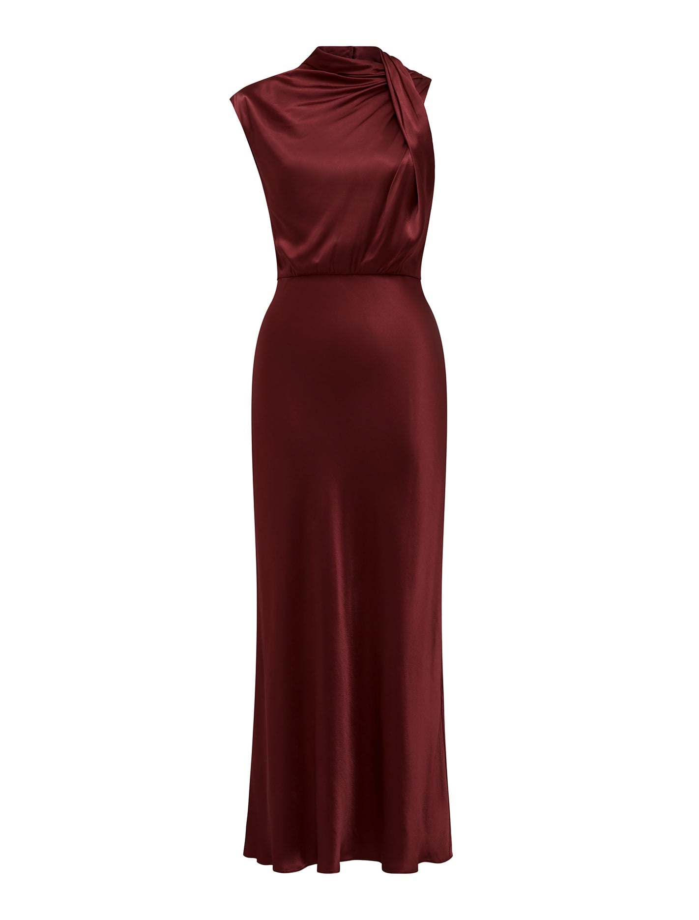 Sienna Petite High Neck Satin Midi