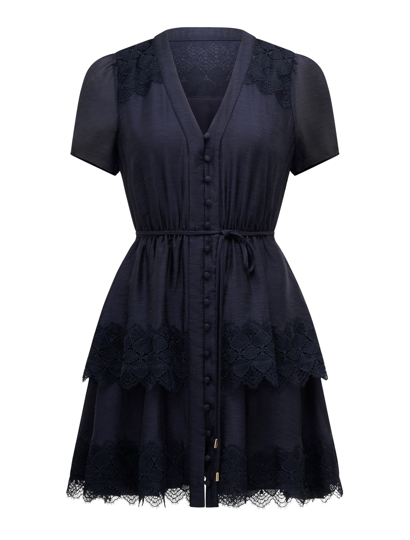 Emmy Petite Lace Trim Mini Dress