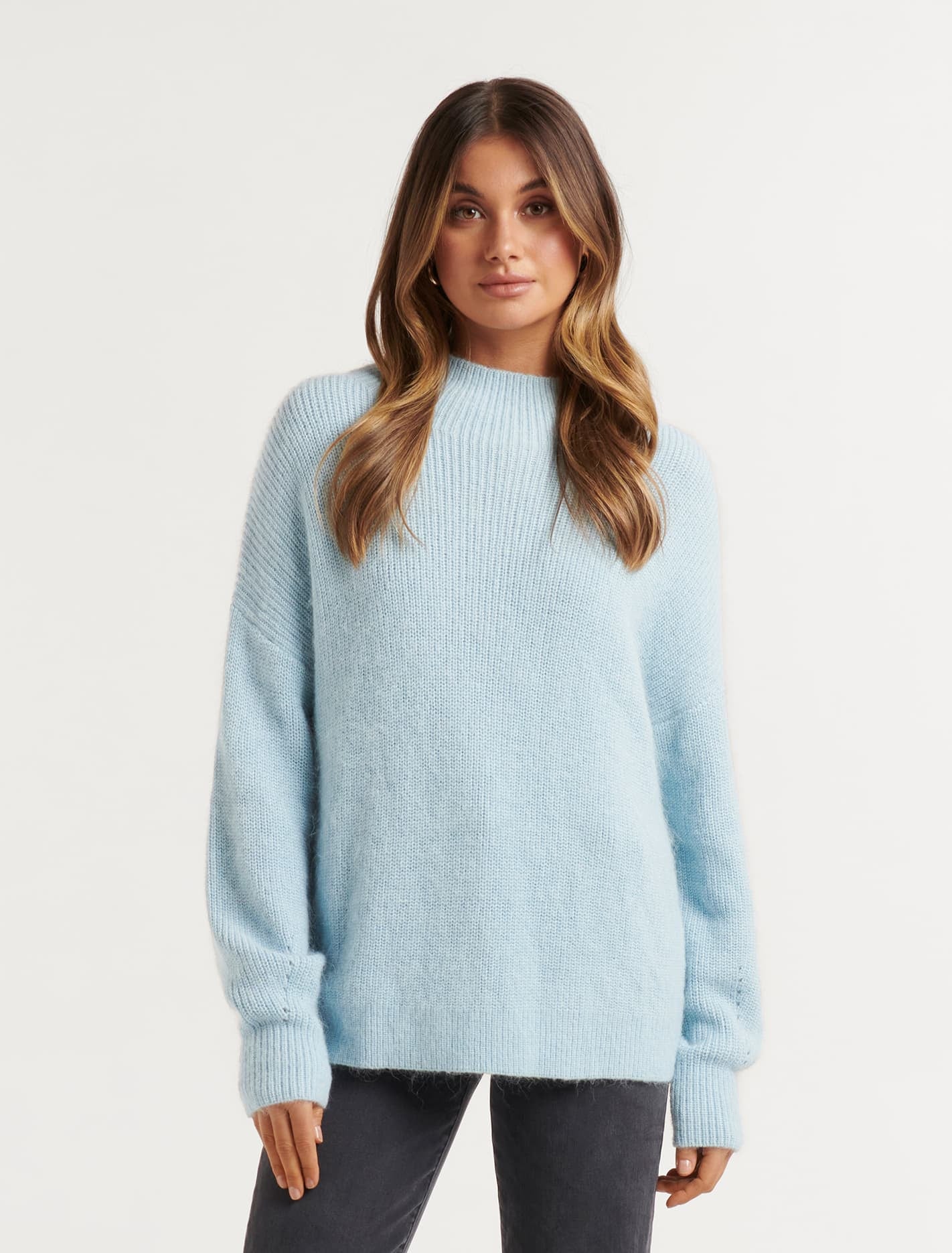 Ever New Hester Rib Knit Sweater - Baby Blue