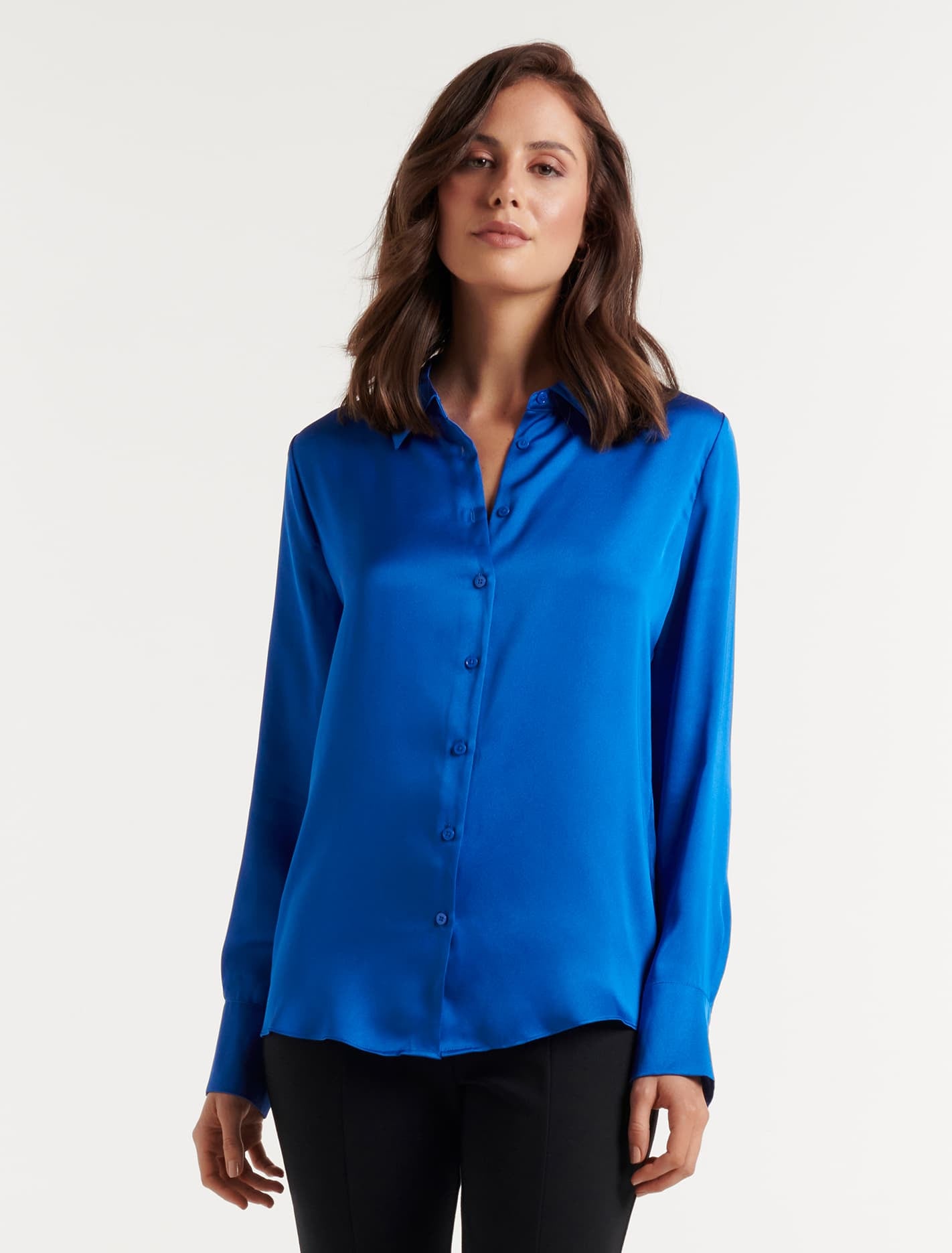 Ever New Eva Satin Shirt - Intense Azure