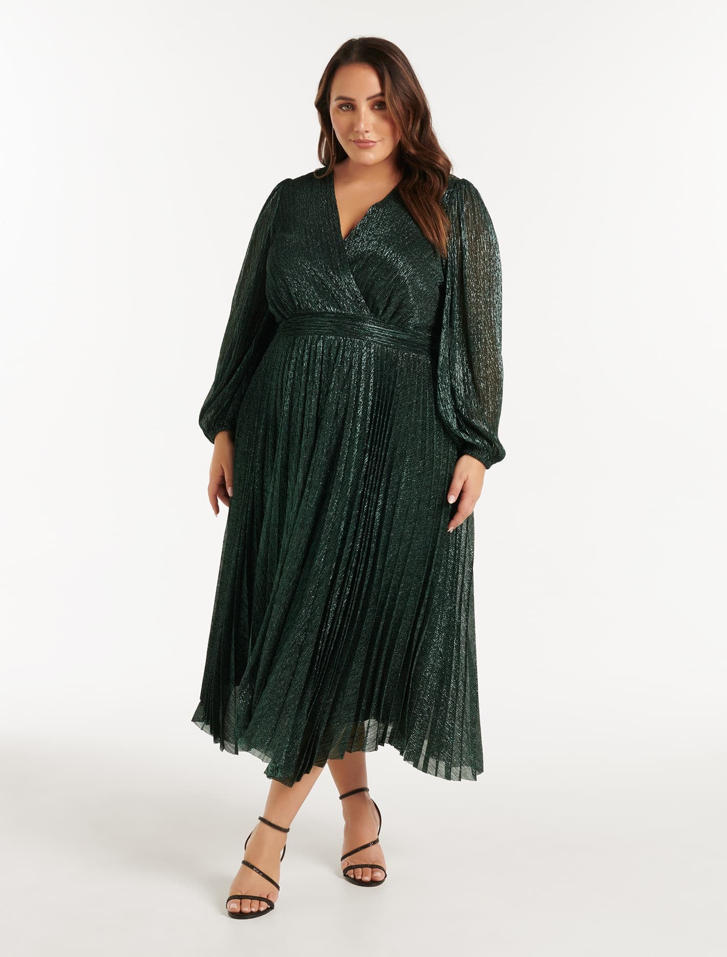 Sahara Curve Wrap Plisse Midi Dress Women s Fashion Ever New