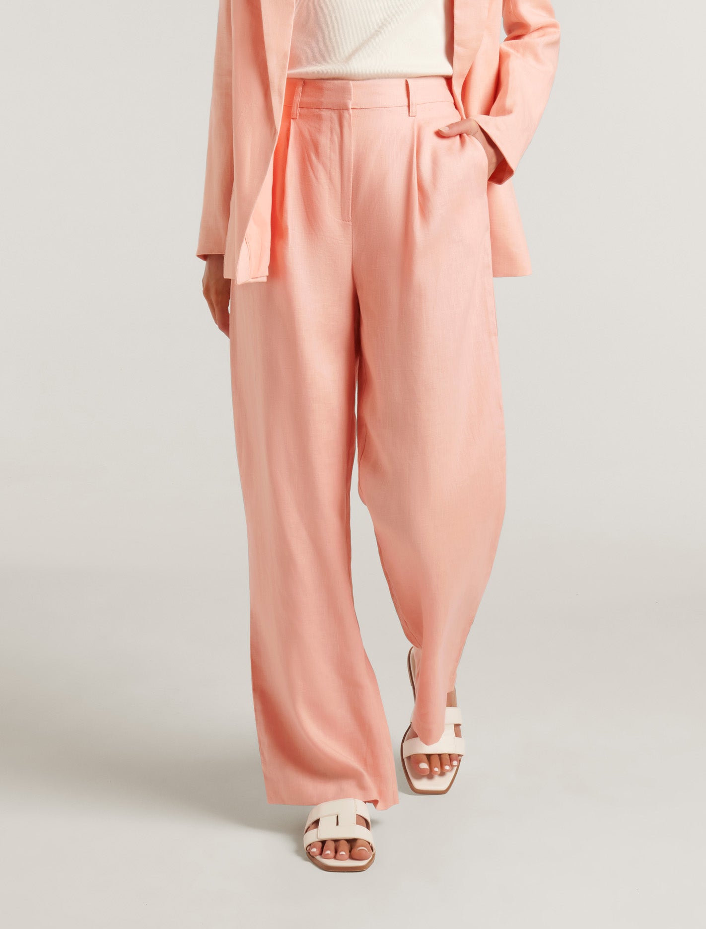 Ever New Brya Linen Pant - Pink Cotton