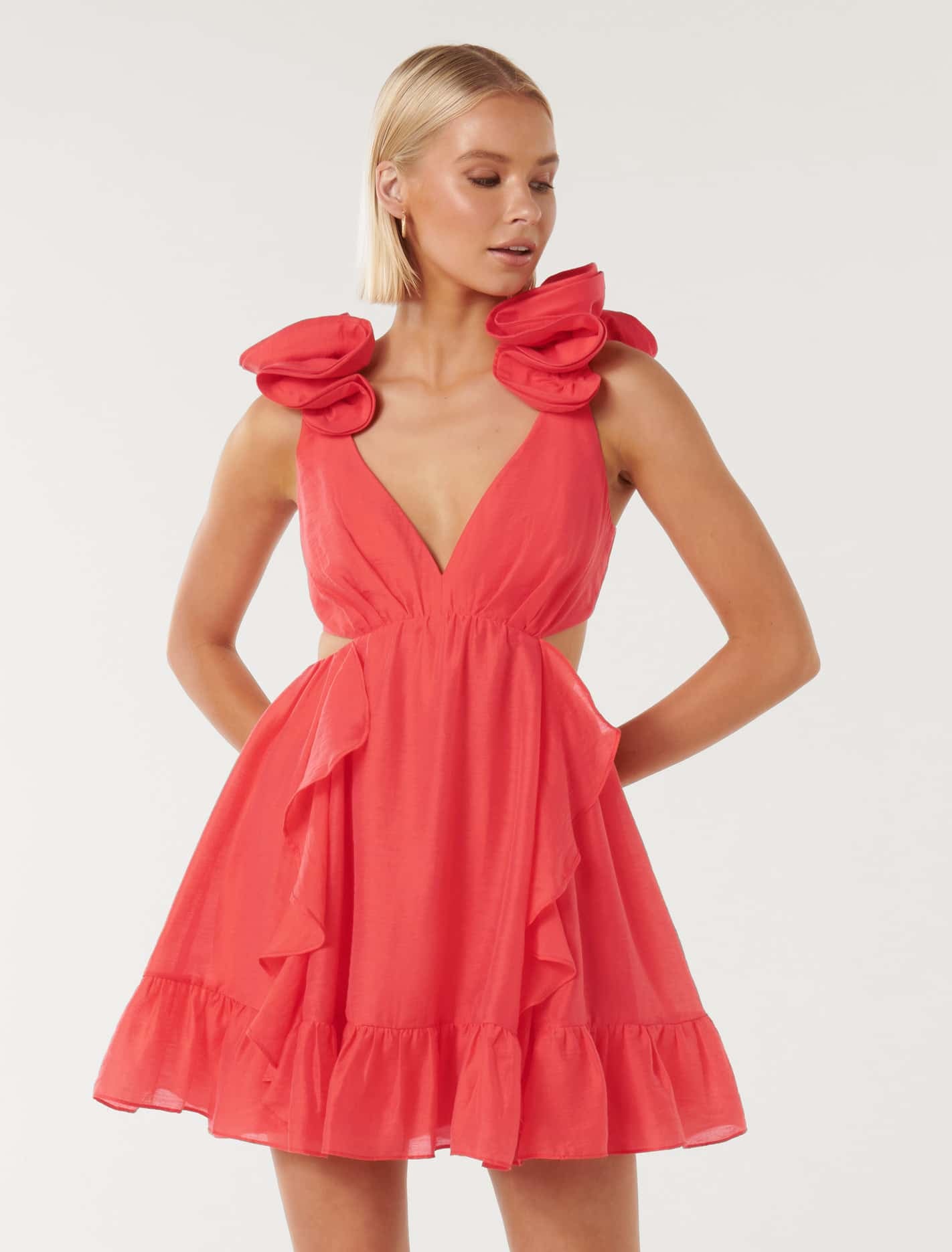 Ever New Evan Ruffle Mini Dress - Cocktail Cherry