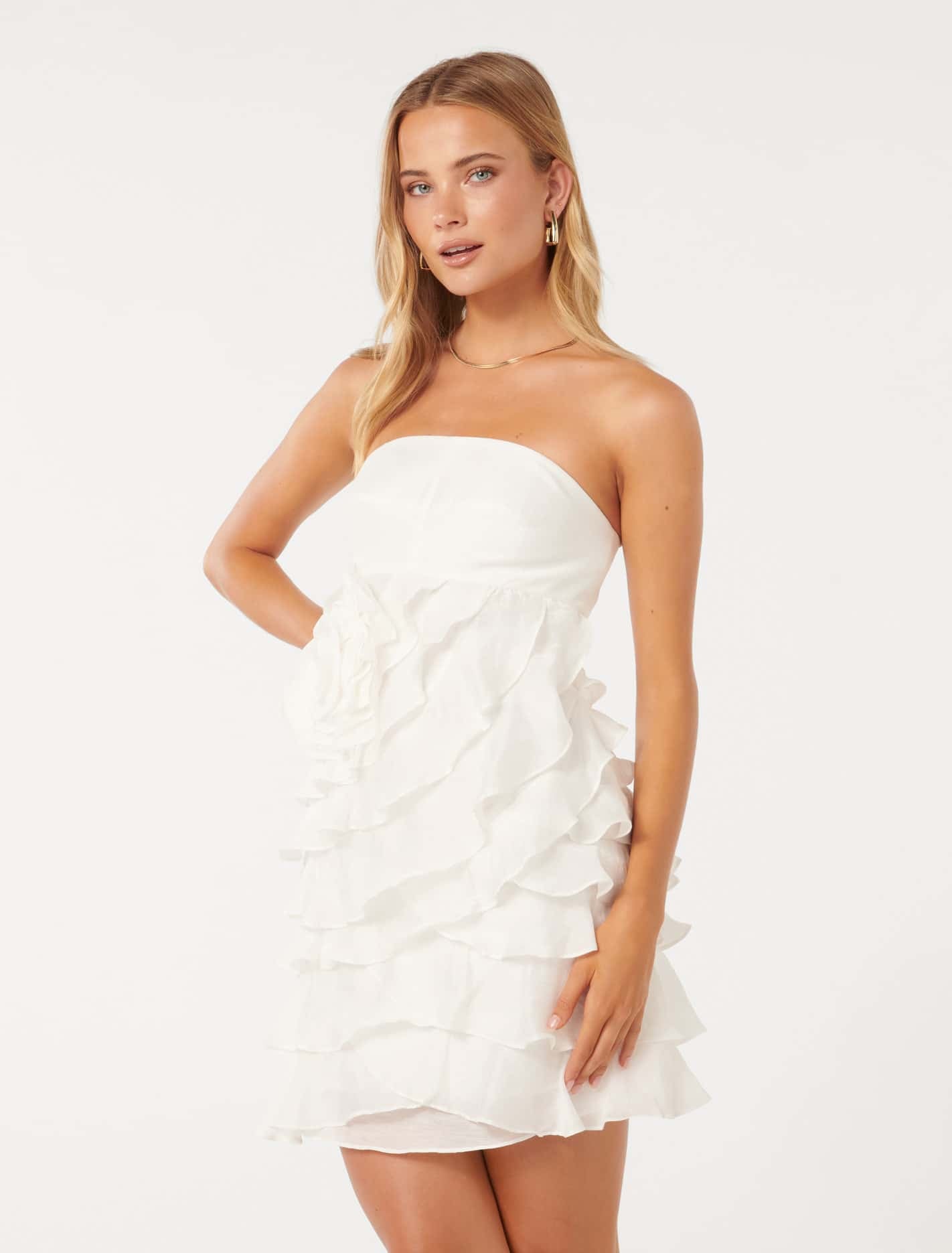 Mimi Ruffle Rosette Mini Dress
