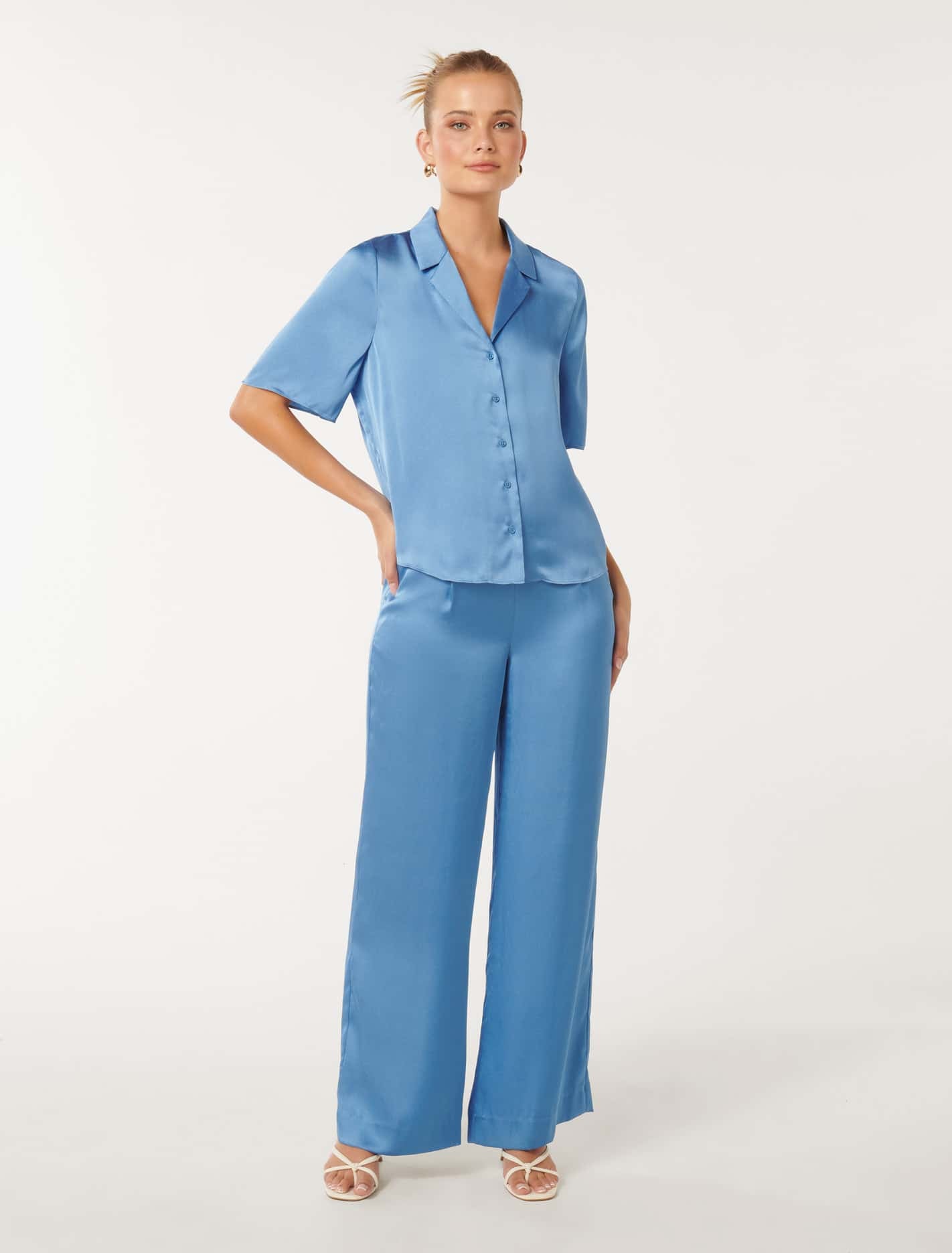 Mercedes Short Sleeve Satin Shirt