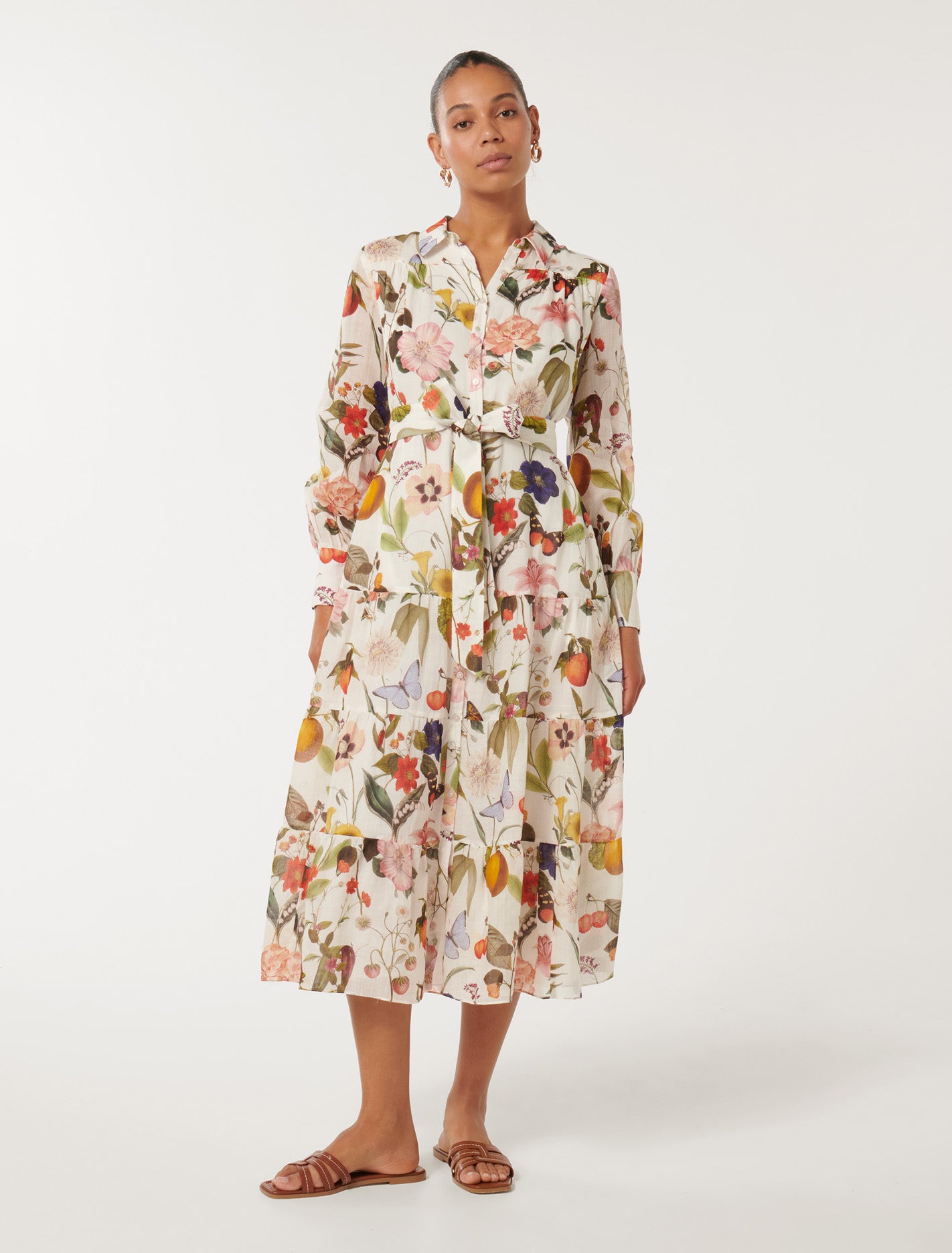 Sylvie Tiered Midi Shirt Dress