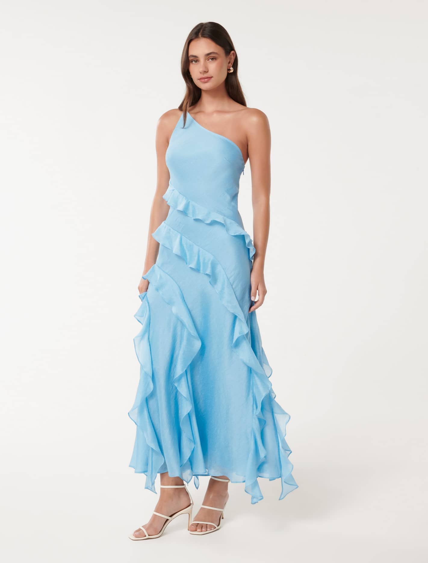 Belle One Shoulder Ruffle Gown