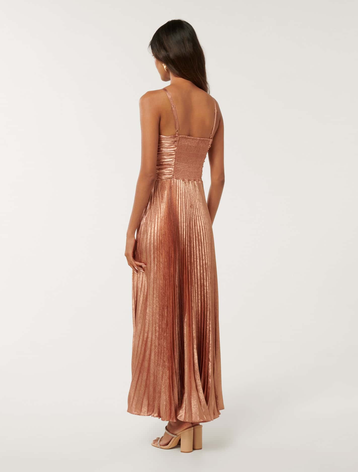 Jayden Petite Metallic Pleated Maxi Dress