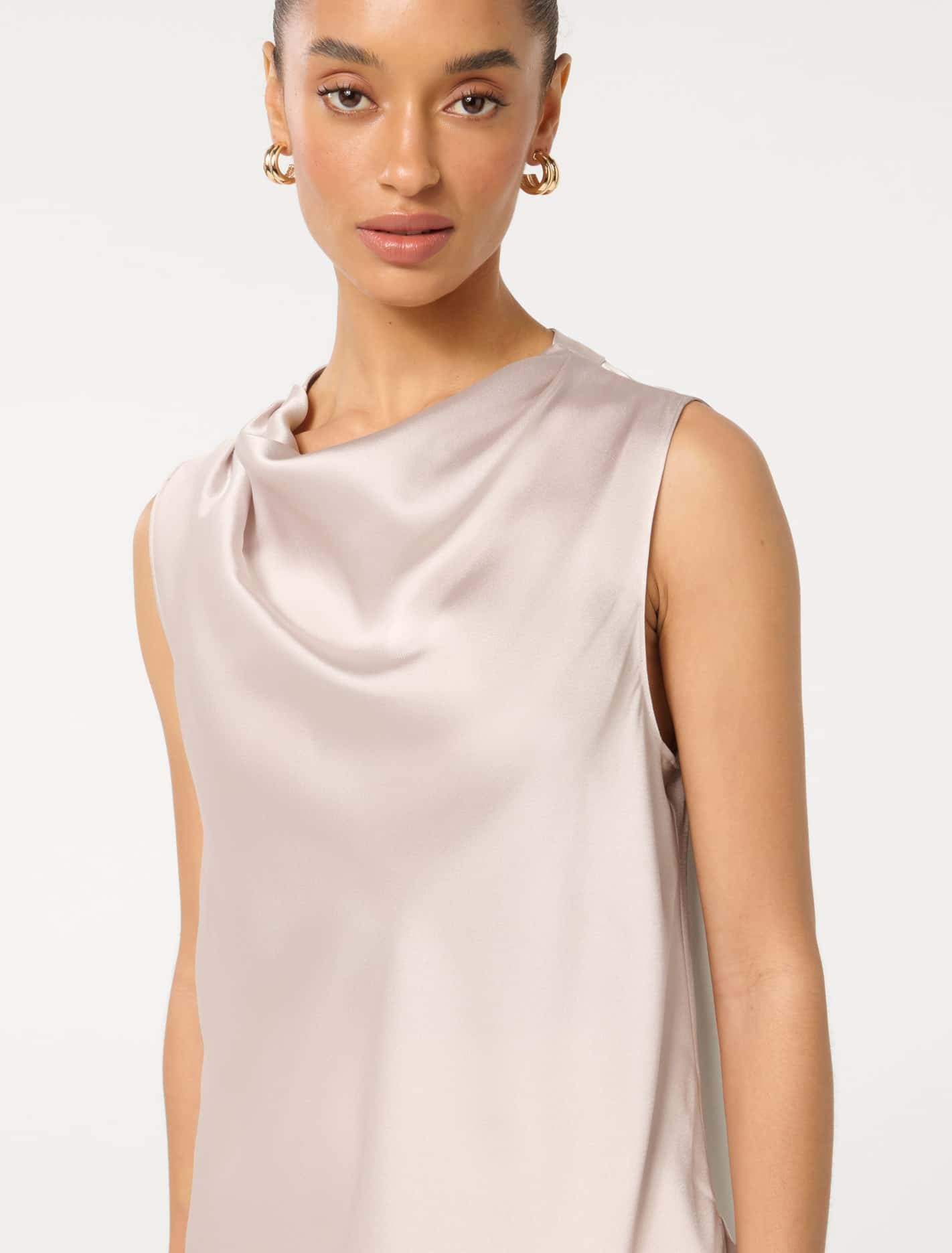 Sallie Petite Satin Cowl tank