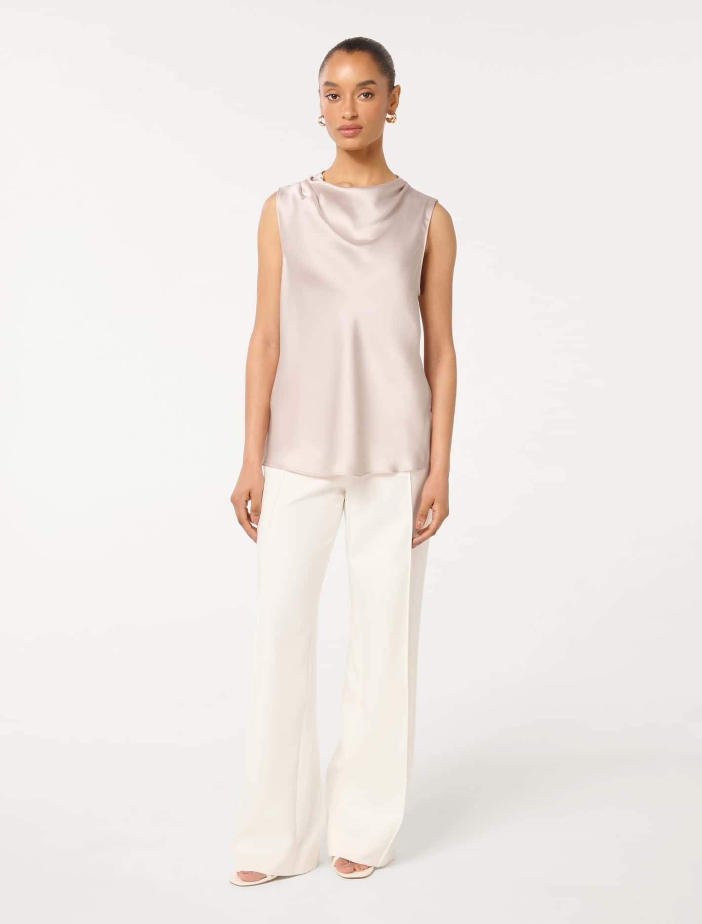 Sallie Petite Satin Cowl tank