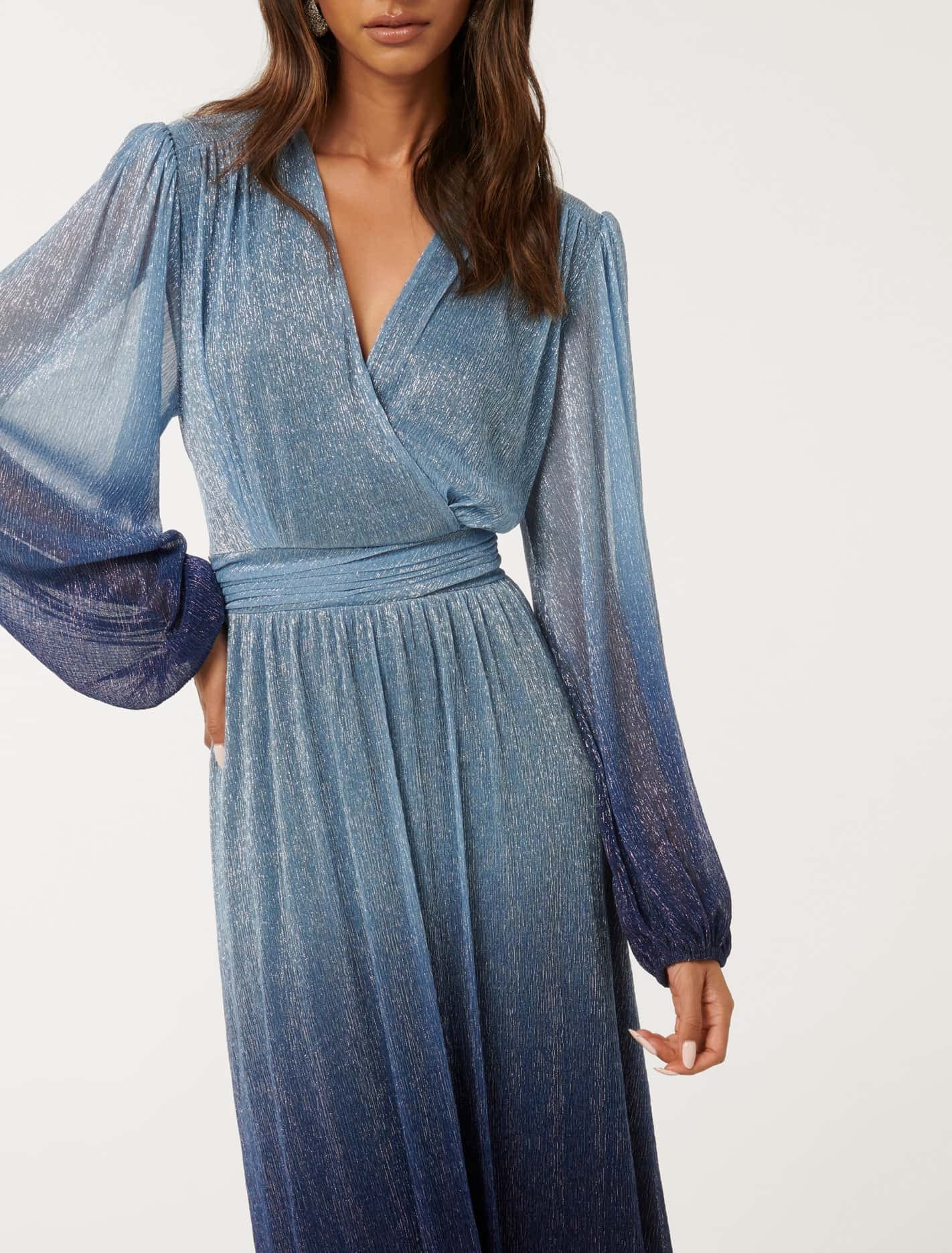 Gisele Petite Ombre Plisse Maxi Dress