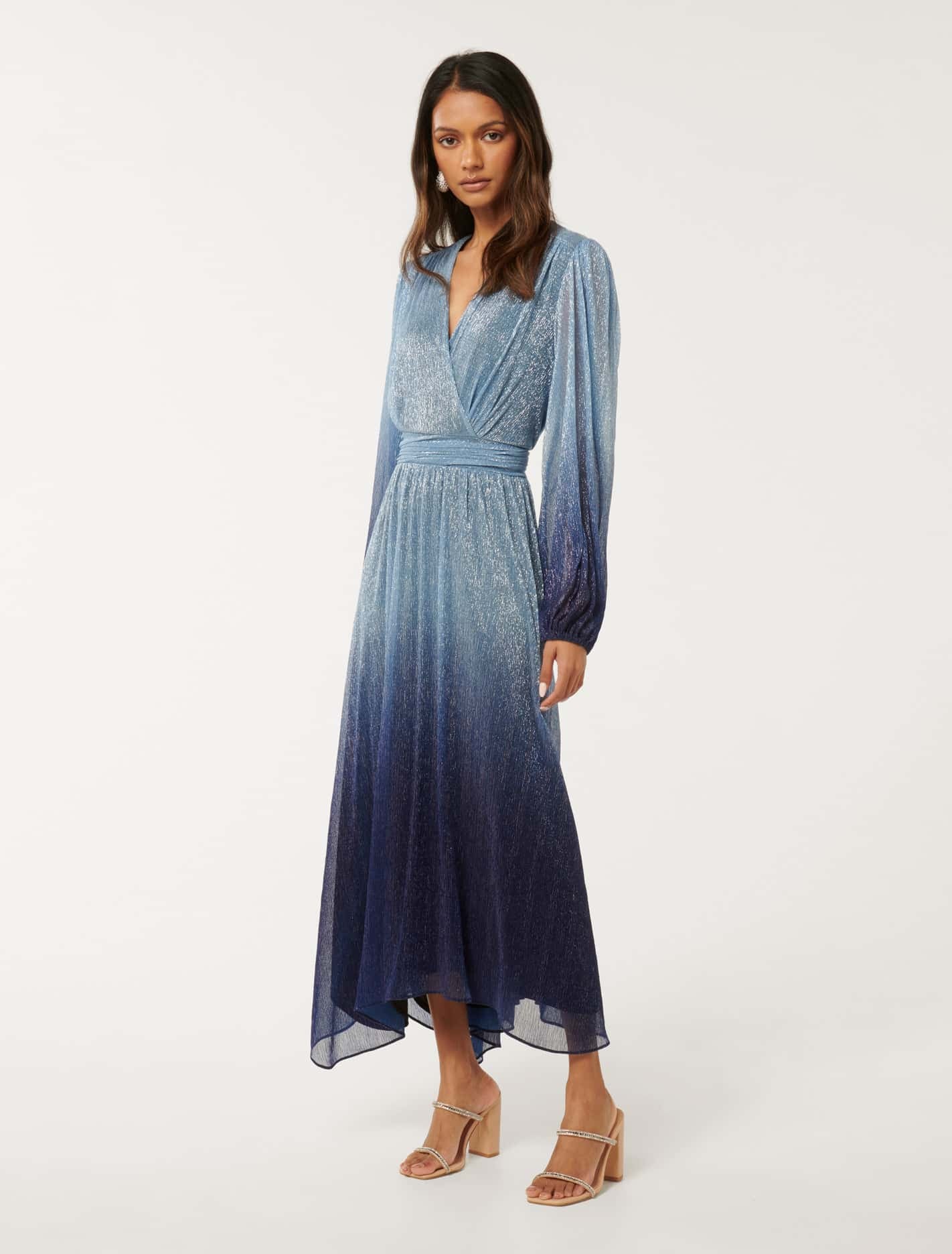 Gisele Petite Ombre Plisse Maxi Dress
