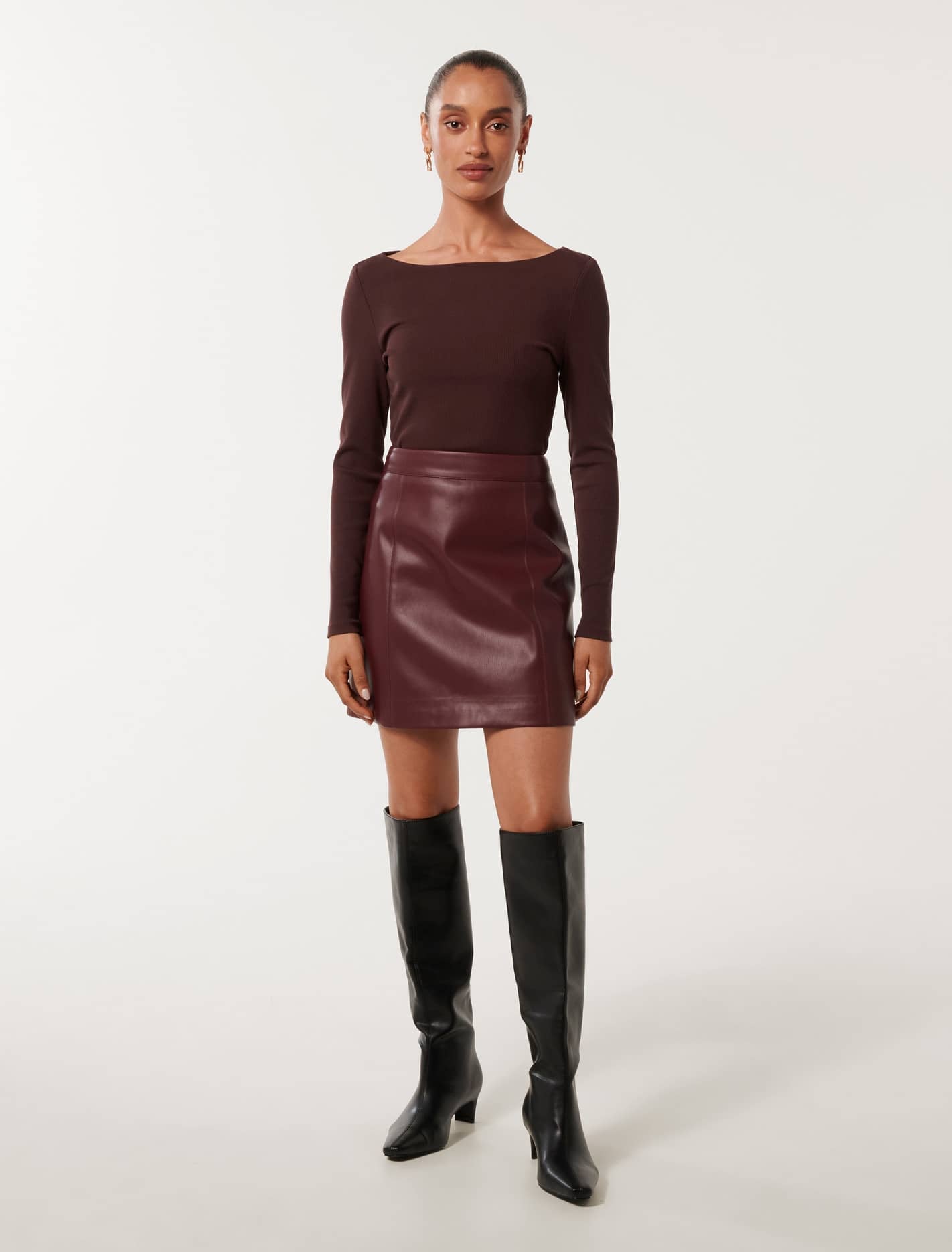 Eleni Petite Vegan Leather Mini Skirt