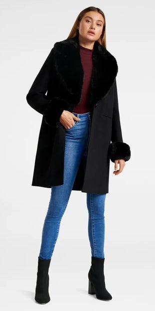 Aurora Fur Cuff Crombie Coat