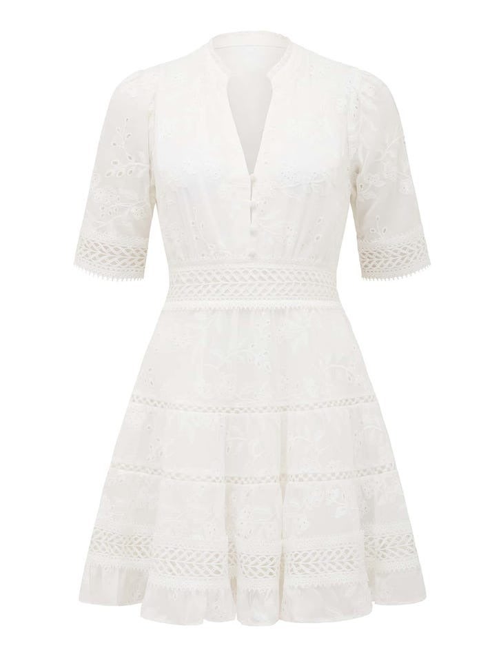 Lillian Trim Skater Mini | White Dress | Occasion Dress | Event Dress 