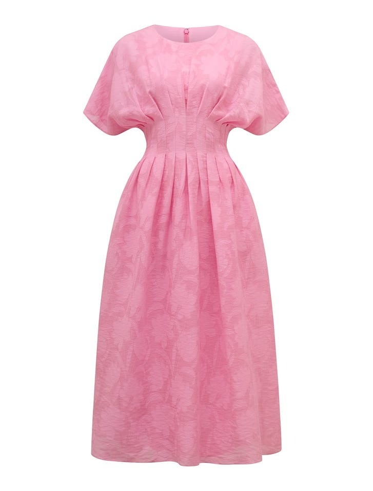 Eve Jacquard Seam Midi Dress | Pink Dress | Occasion Dress | Evening Dress